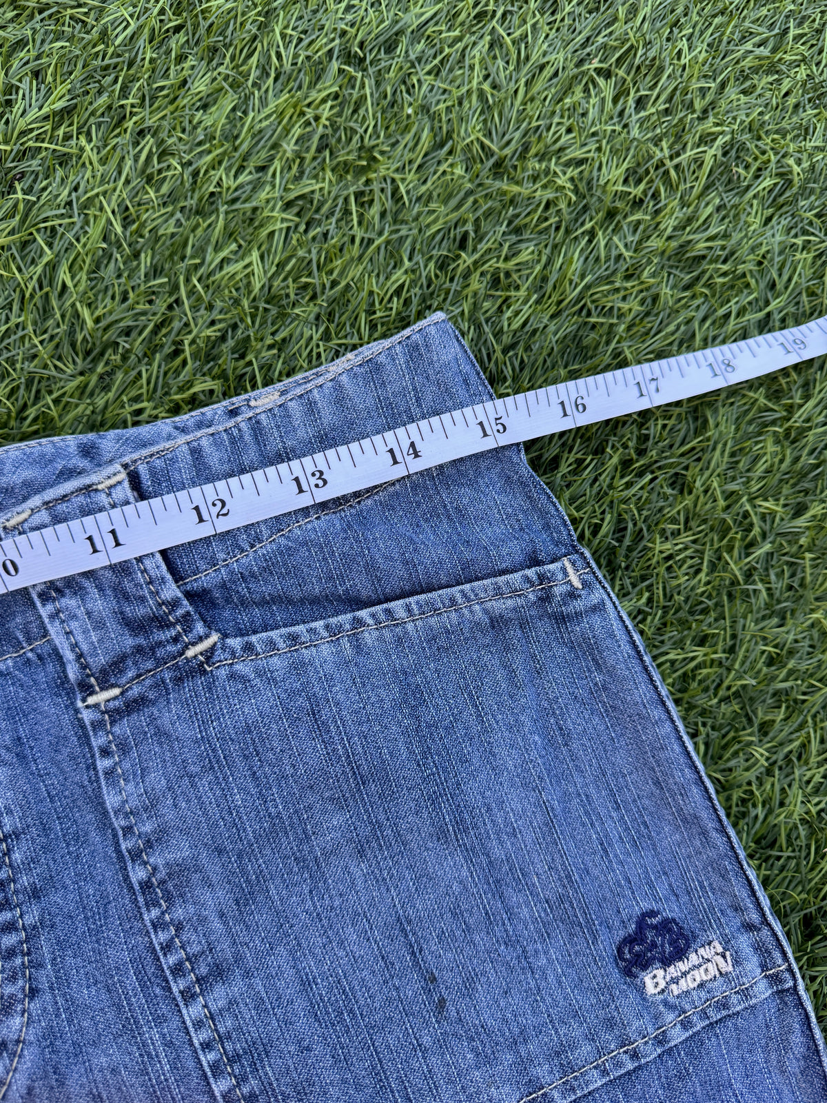 Banana Moon Womens Jeans Size 40 Blue Denim Cargo Wide Leg Y2K Cropped