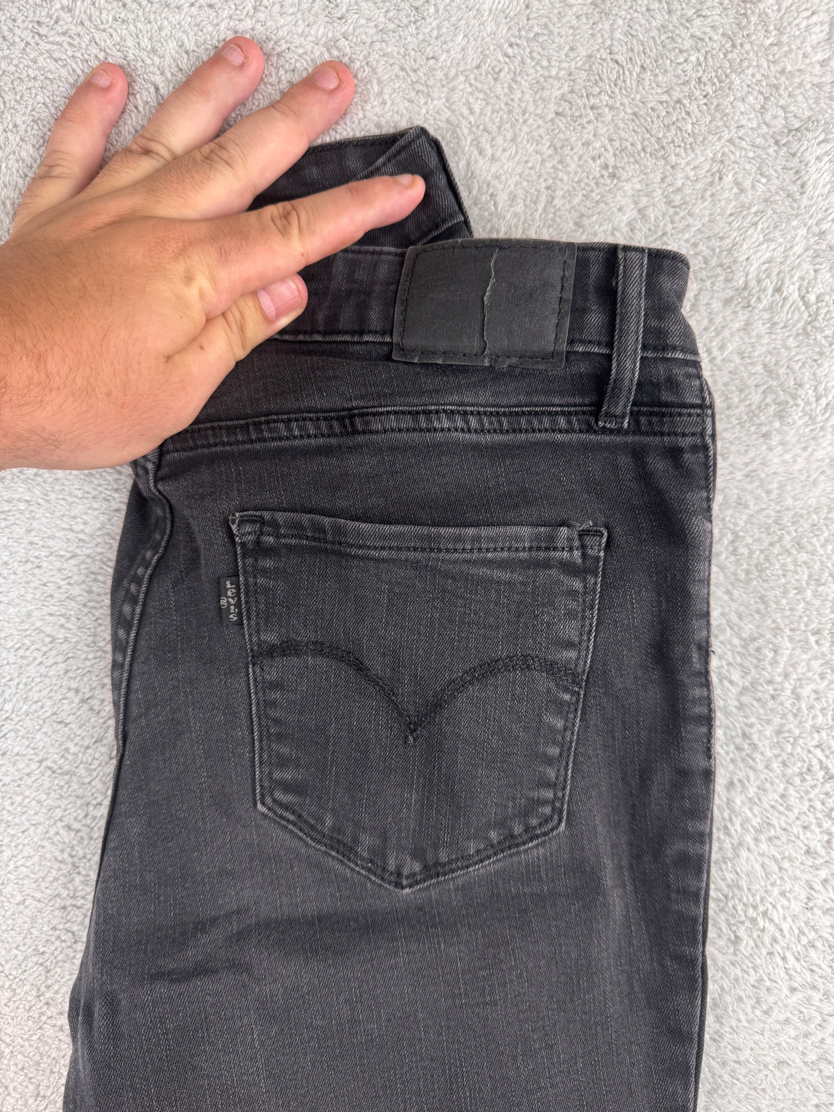 Levis 721 Womens Jeans W28 L32 High Rise Skinny Black Stretch