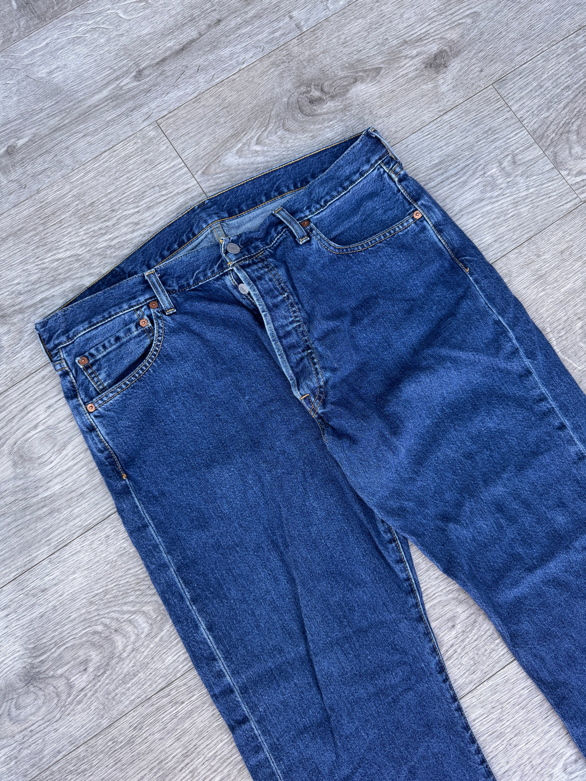 Levi's 501 Mens Jeans W36 L32 Blue Denim Straight Leg Button Fly
