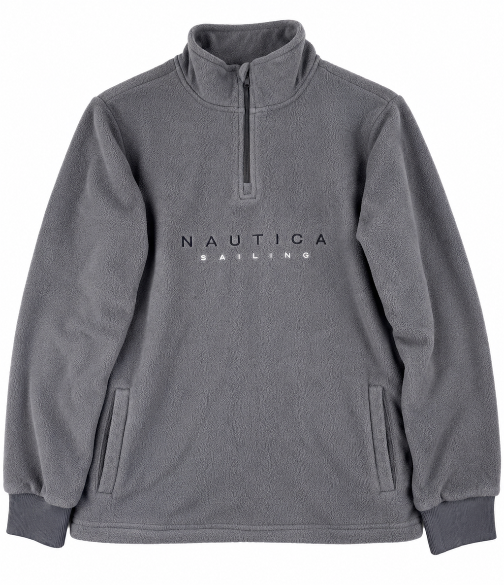 Nautica Sailing Mens Medium Grey Quarter Zip Fleece Jumper Pullover