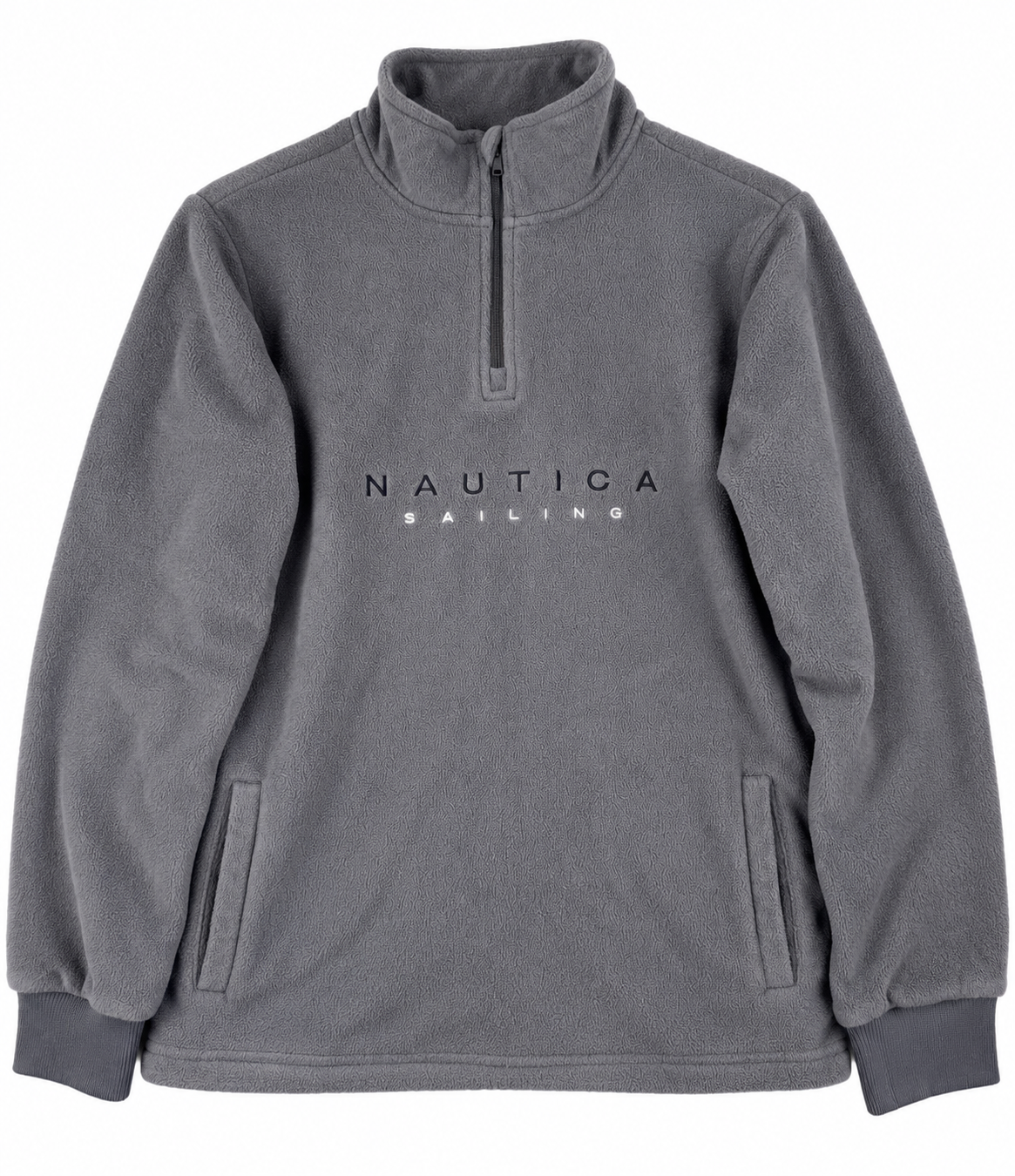 Nautica Sailing Mens Medium Grey Quarter Zip Fleece Jumper Pullover