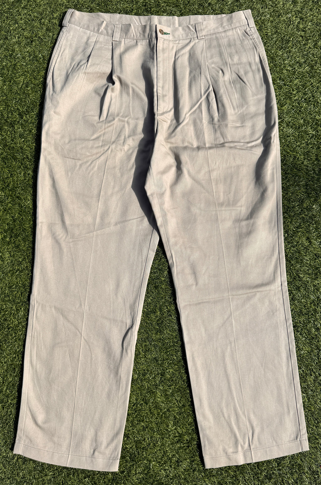 Tommy Hilfiger Mens Beige Chino Trousers W40 L32 Pleated Straight Leg