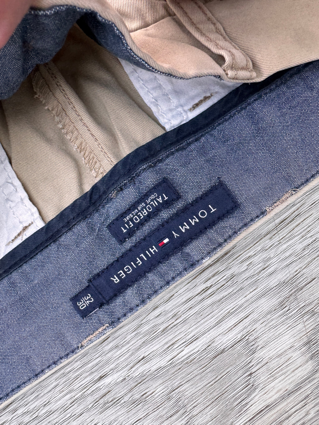 Tommy Hilfiger Mens Chino Trousers W32 L30 Beige Tailored Fit