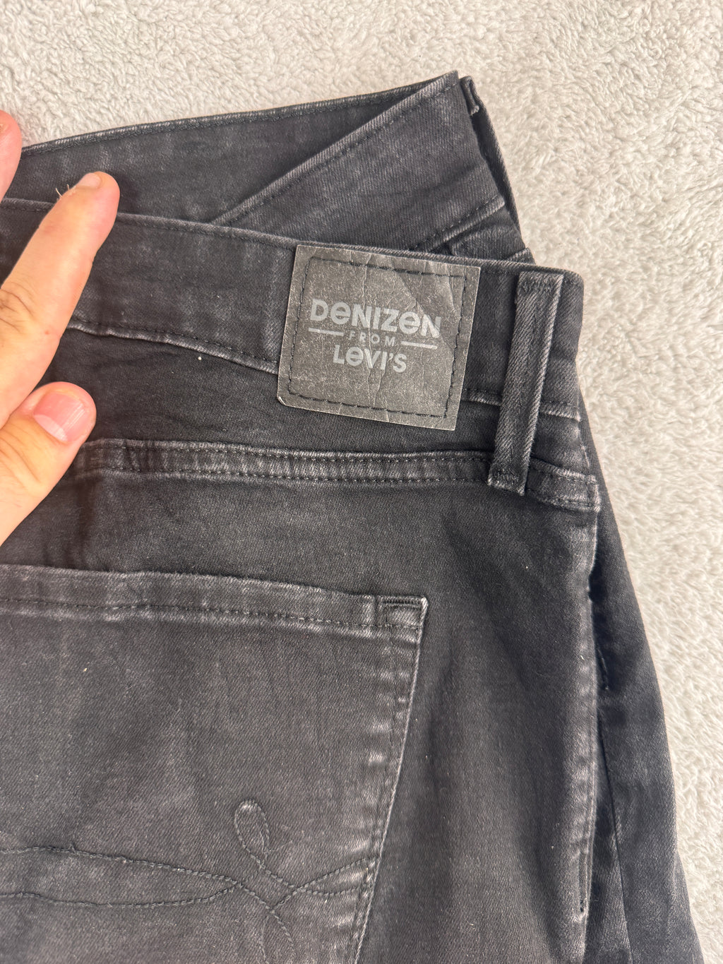 Denizen From Levis Womens Jeans W33 UK 16 Black Ultra High Rise Super Skinny