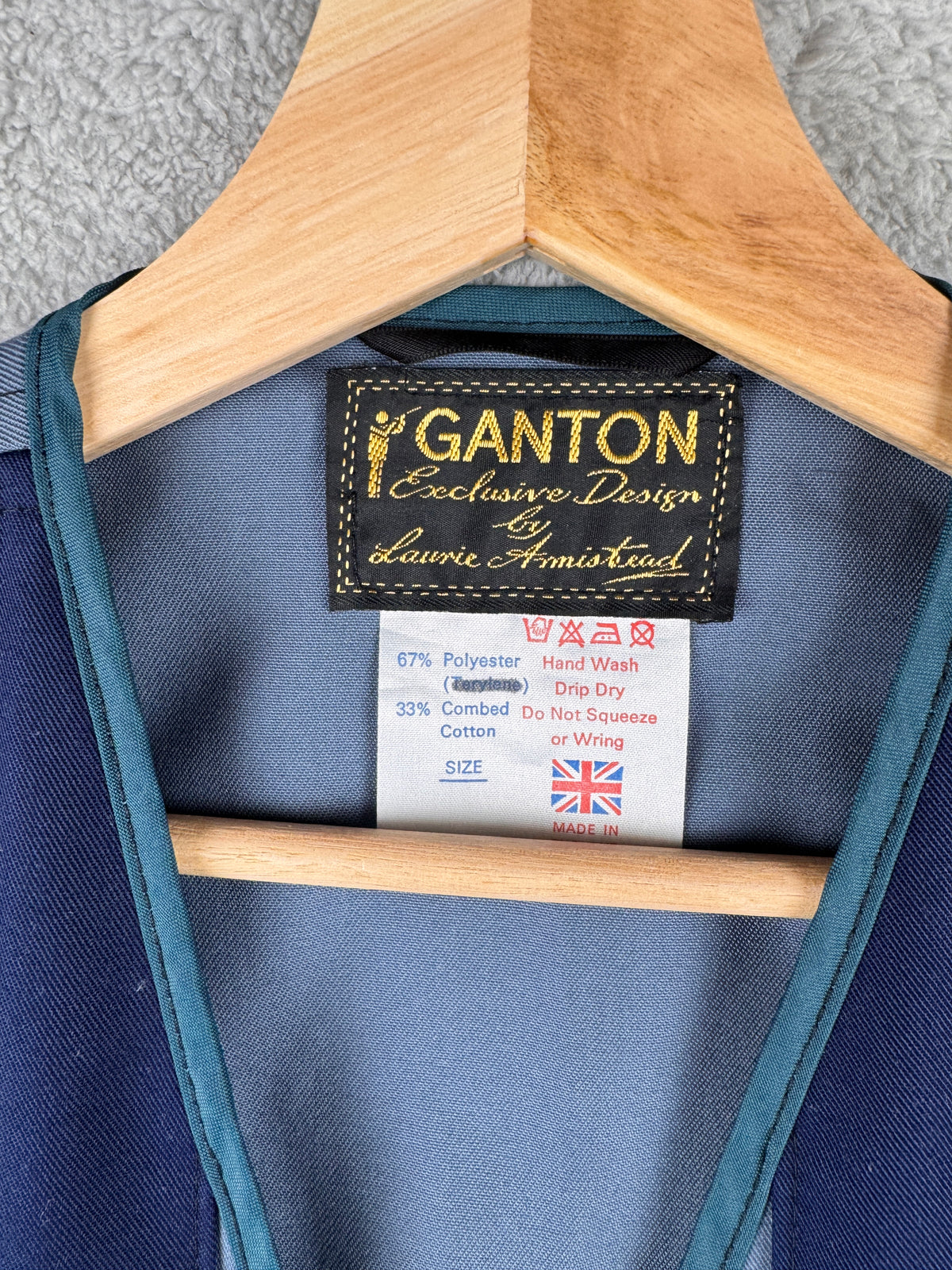 Ganton Men Skeet Shooting Vest Blue Grey Quilted Clay Pigeon Waistcoat Size M