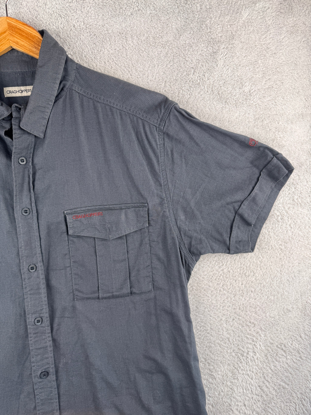 Craghoppers Mens Short Sleeve Shirt Size Medium Navy SolarDry Outdoor Hiking