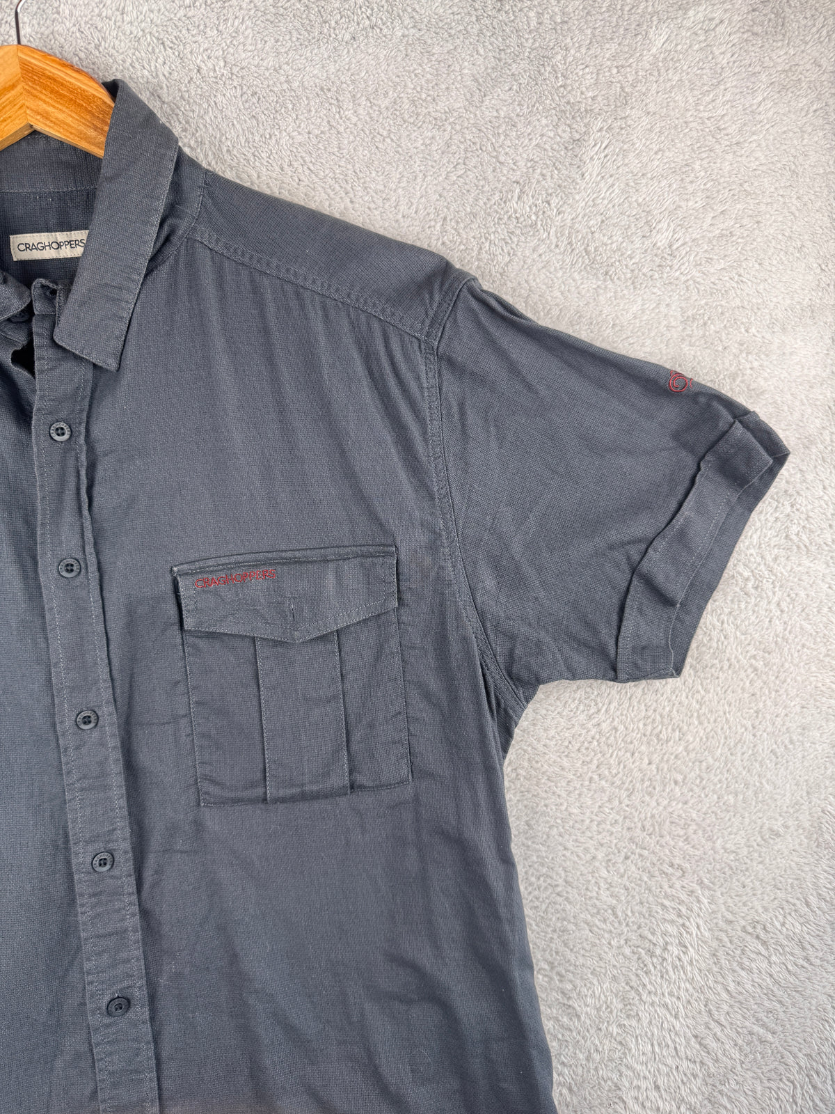 Craghoppers Mens Short Sleeve Shirt Size Medium Navy SolarDry Outdoor Hiking
