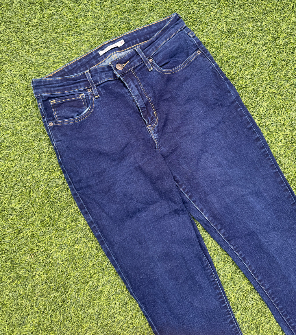 Levis 721 Womens Jeans W29 L30 High Rise Skinny Stretch Blue Denim