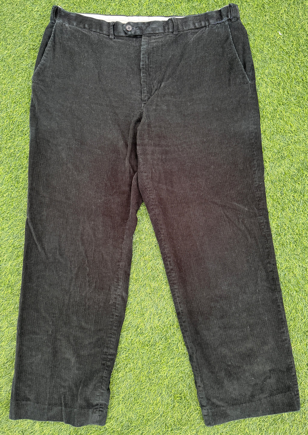 M&S Luxury Corduroy Trousers Mens W40 L31 Black Straight Leg Cord