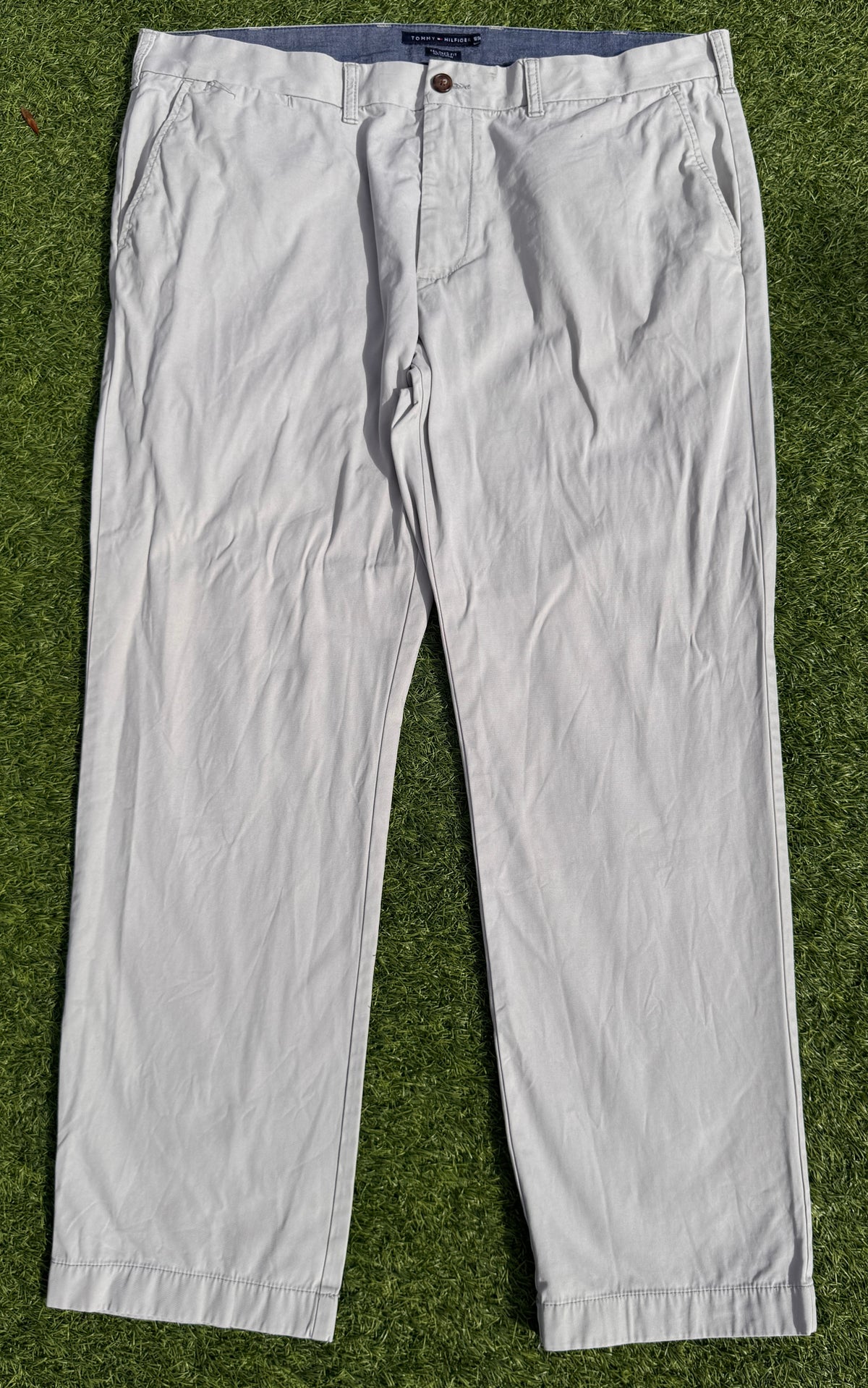 Tommy Hilfiger Mens Chino Trousers W36 L30 Beige Stone Tailored Fit