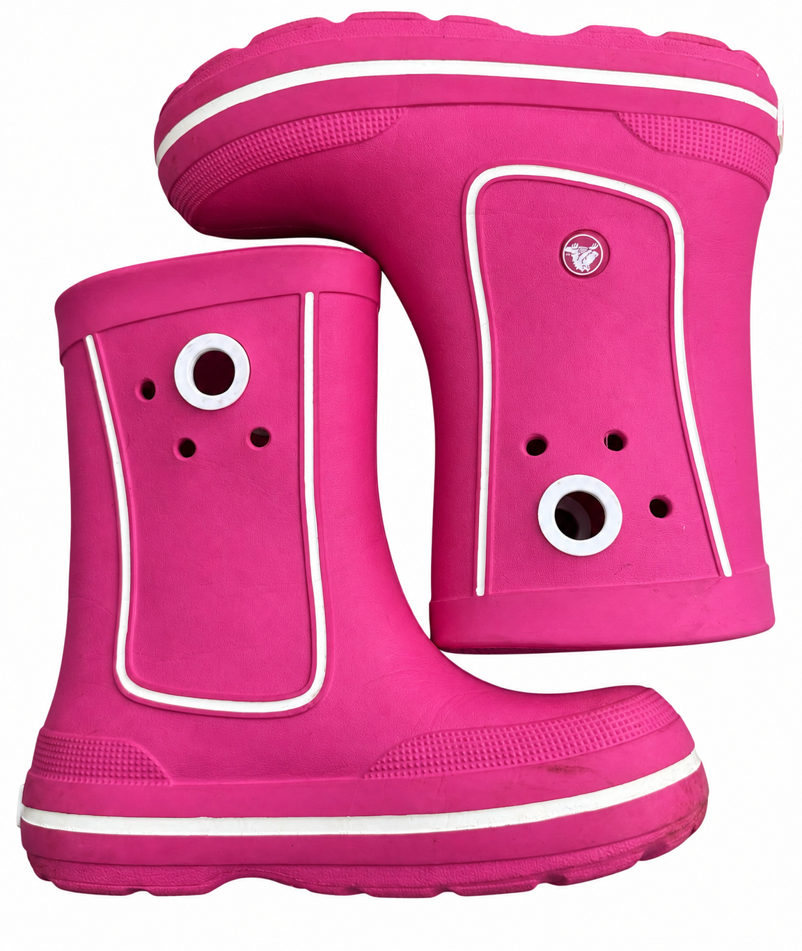 Crocs Kids Wellies Pink Rain Boots Waterproof Girls Size J1 11018 Wellington