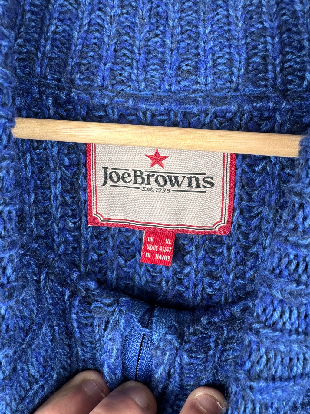Joe Browns Mens XL Blue Chunky Knit Quarter Zip Jumper Pullover Winter