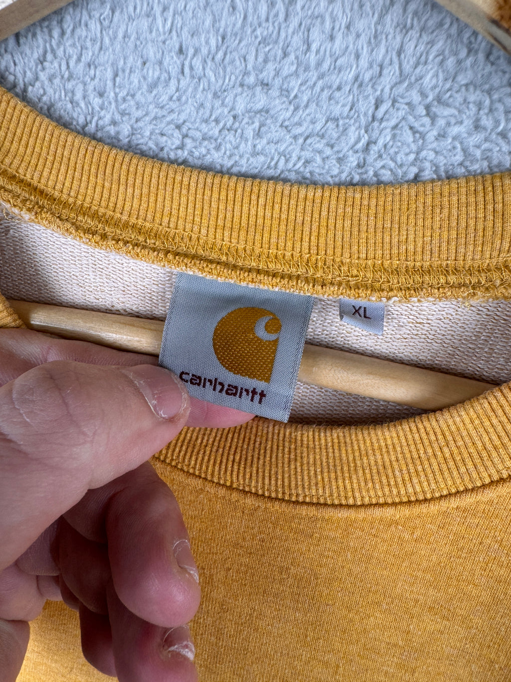 Carhartt Holbrook LT Sweatshirt Mens XL Mustard Yellow Crew Neck Jumper