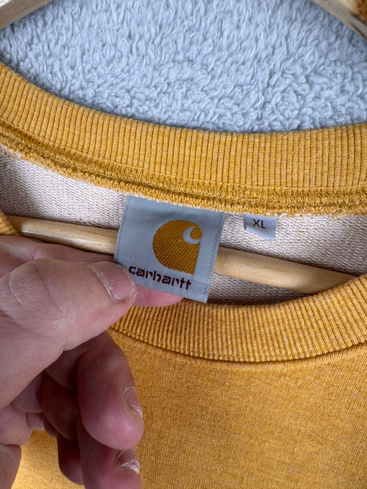Carhartt Holbrook LT Sweatshirt Mens XL Mustard Yellow Crew Neck Jumper
