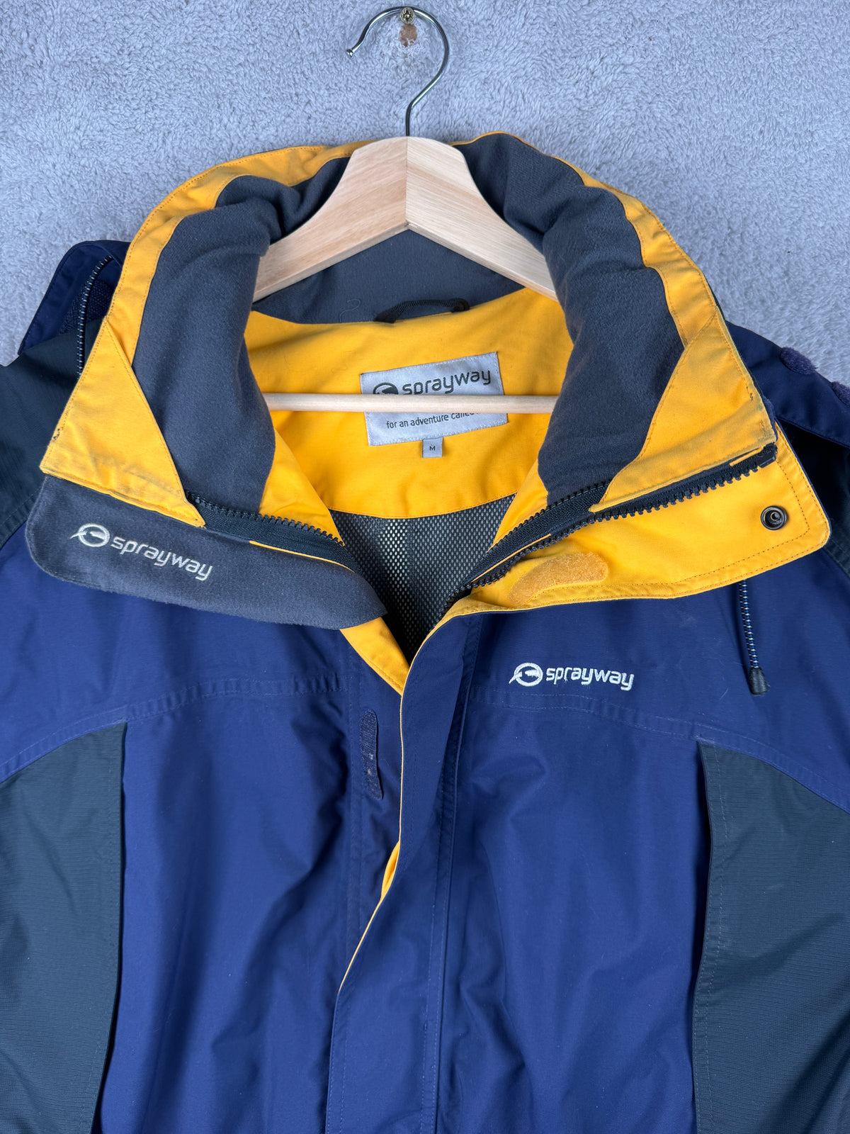 Sprayway Mens Medium Waterproof Jacket Navy Blue Hooded Outdoor Coat