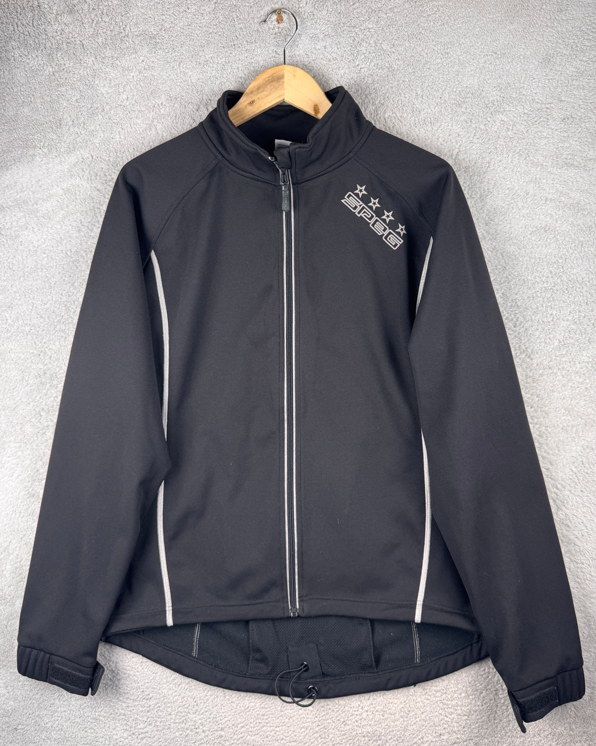 SPEG Mens Cycling Jacket XL Black Full Zip Long Sleeve Windproof