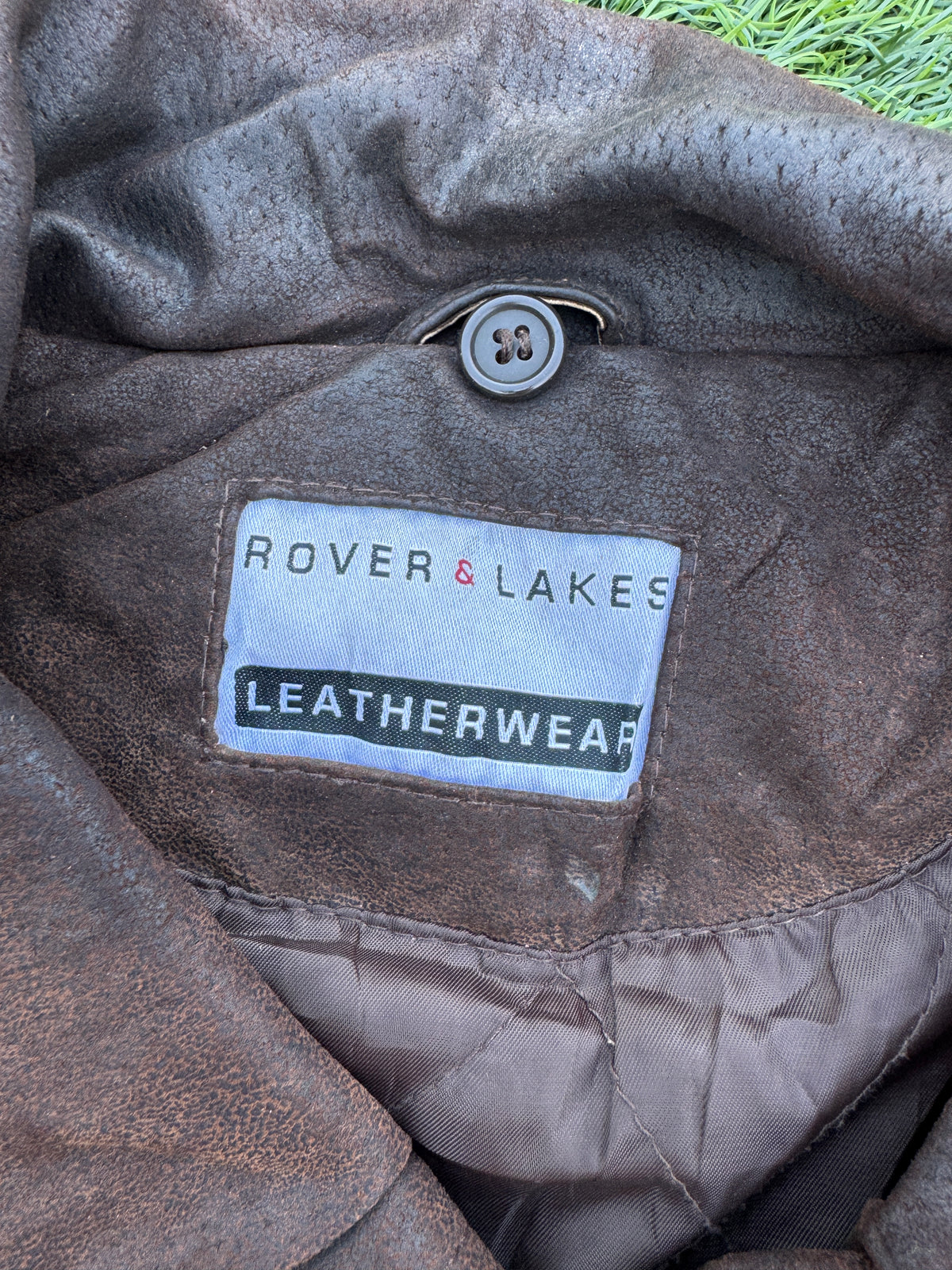 Rover & Lakes Mens XL Brown Leather Bomber Jacket Vintage Distressed