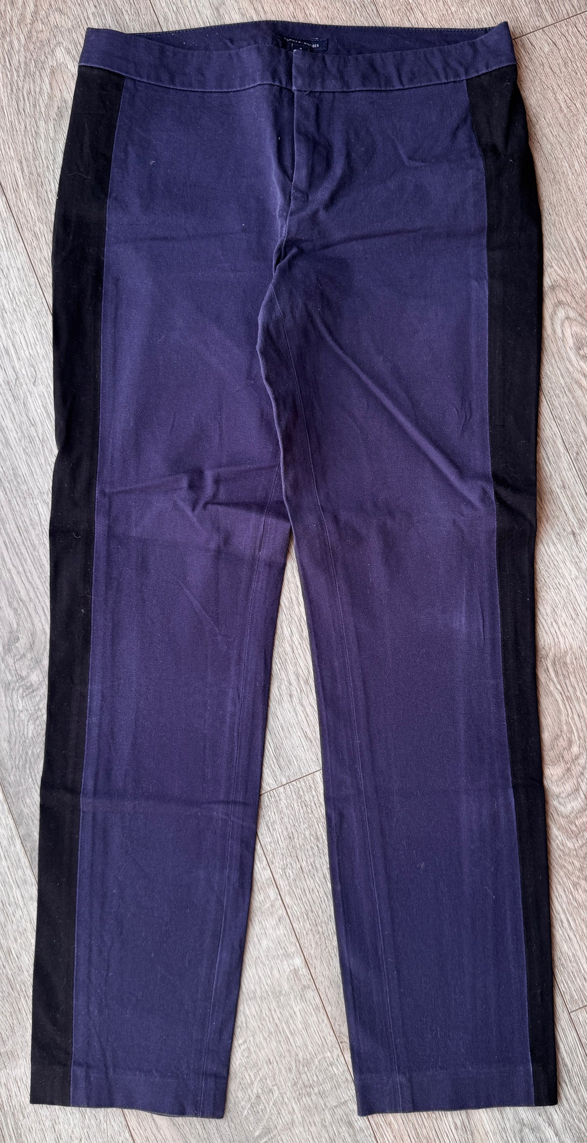 Tommy Hilfiger Womens Trousers Size 4 Navy Blue Black Stripe W 30 L 28