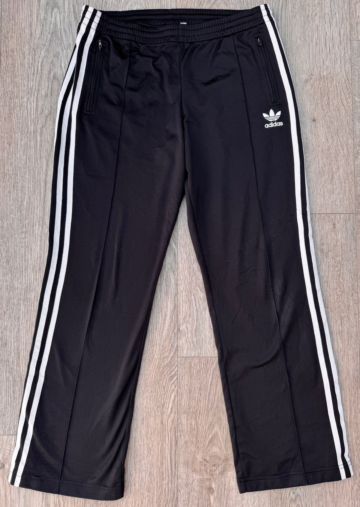 Vintage Adidas Originals Track Pants Size M Black White 3 Stripe Trefoil 90s