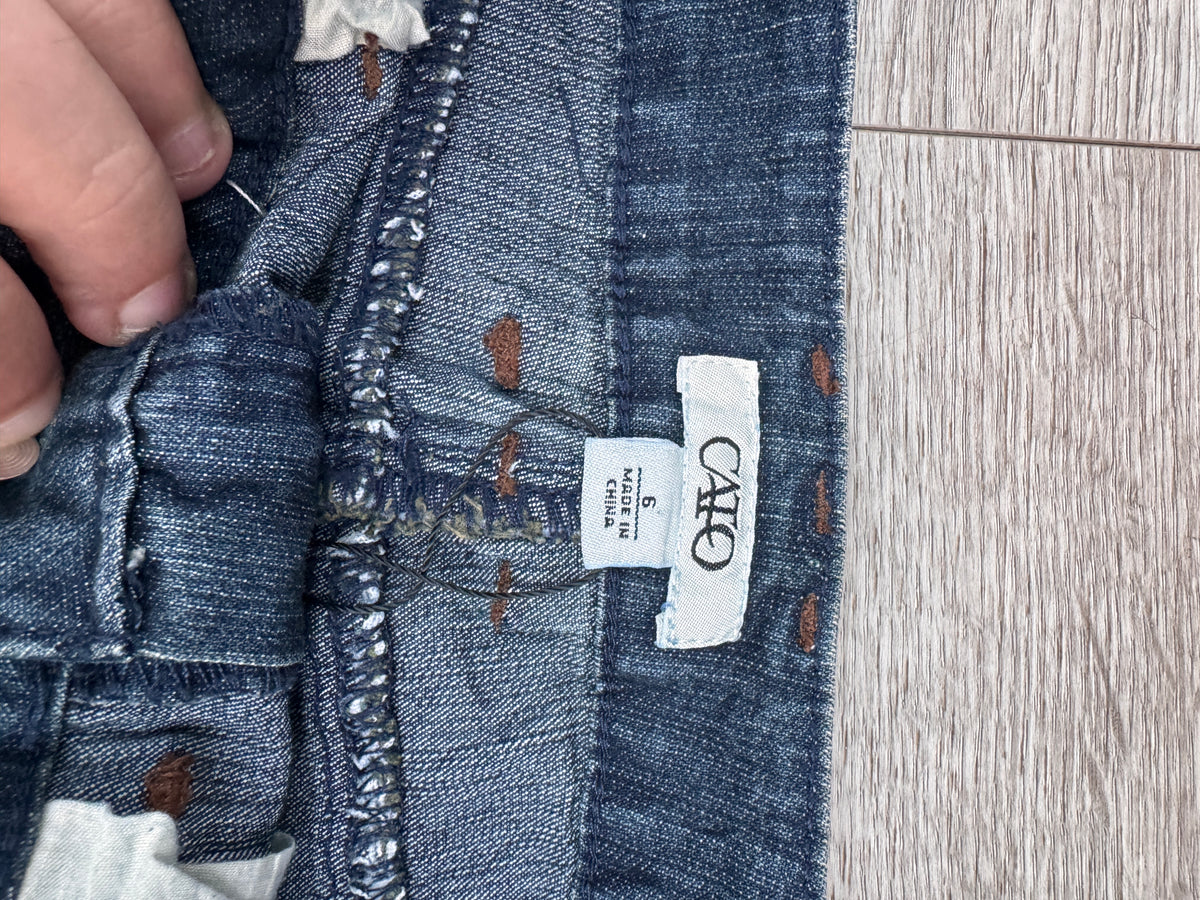 Cato Womens Y2K Blue Denim Skirt Size 6 A Line Western McBling Embellished