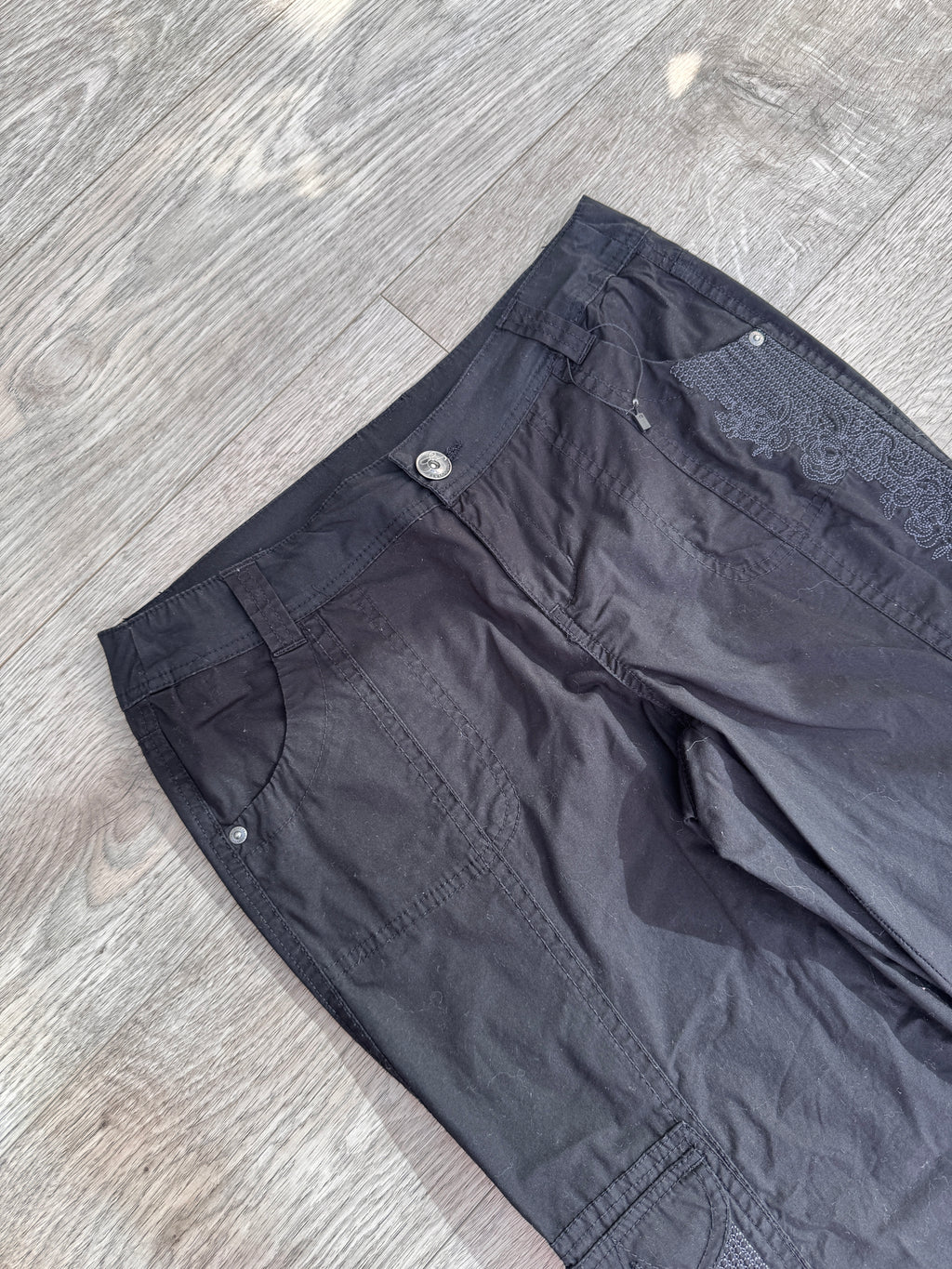 Style & Co Petite Womens Cargo Trousers 6P Black Utility
