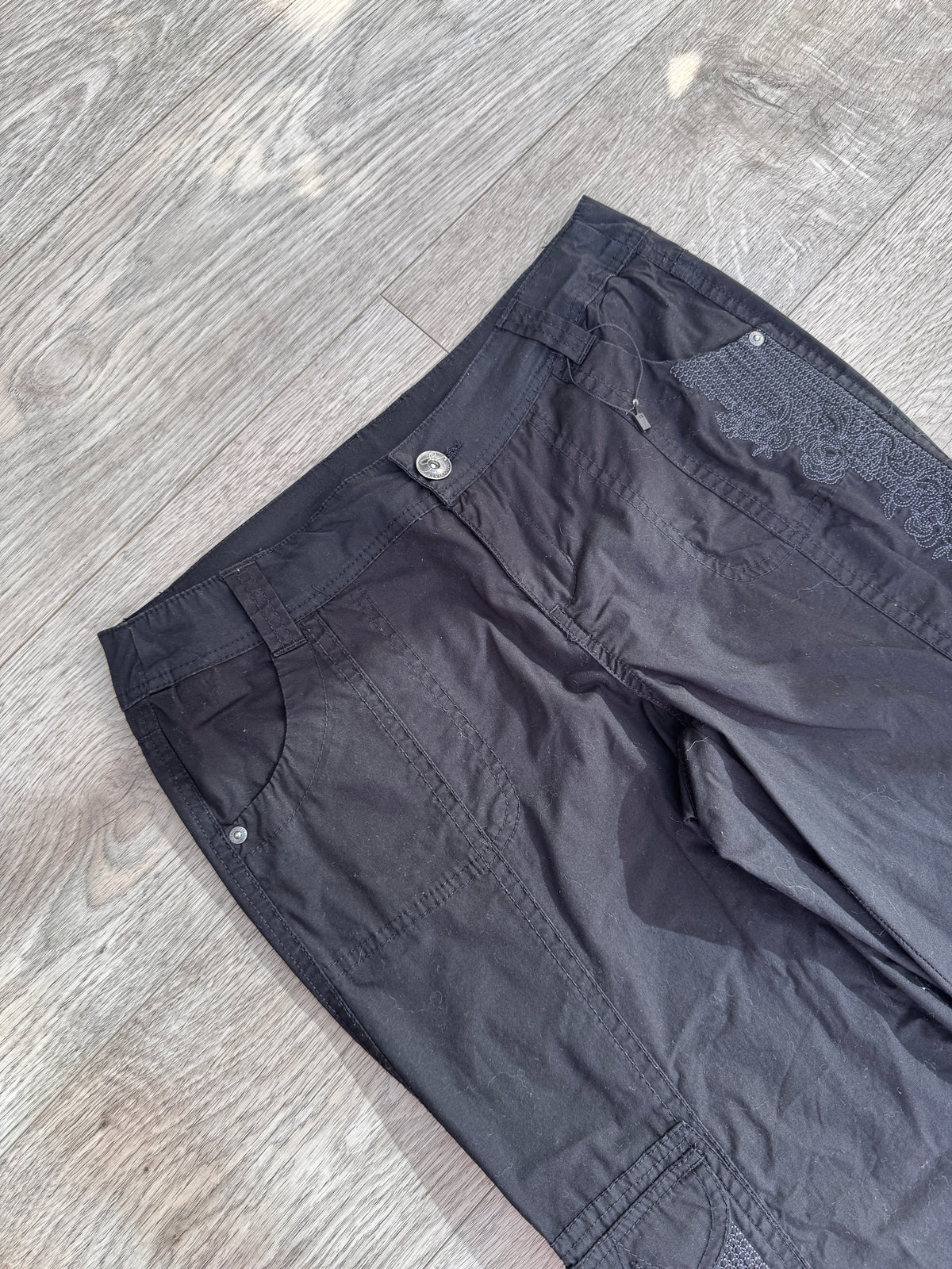 Style & Co Petite Womens Cargo Trousers 6P Black Utility