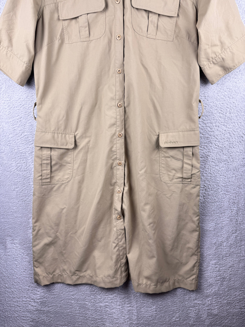 Rohan Womens Safari Dress UK 16 Beige Khaki Travel Utility Shirt Midi Beltless
