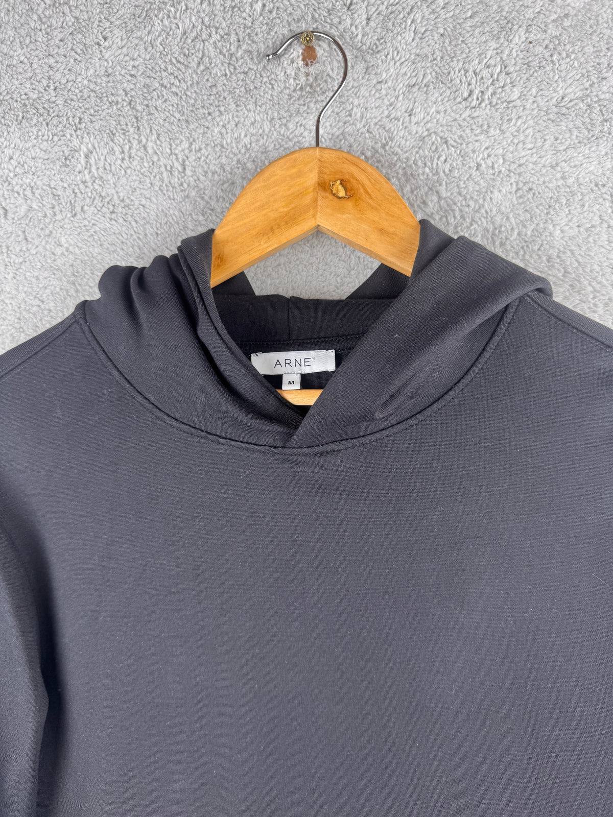 ARNE Mens Grey Essential Pullover Hoodie Sweatshirt Minimalist Size Medium