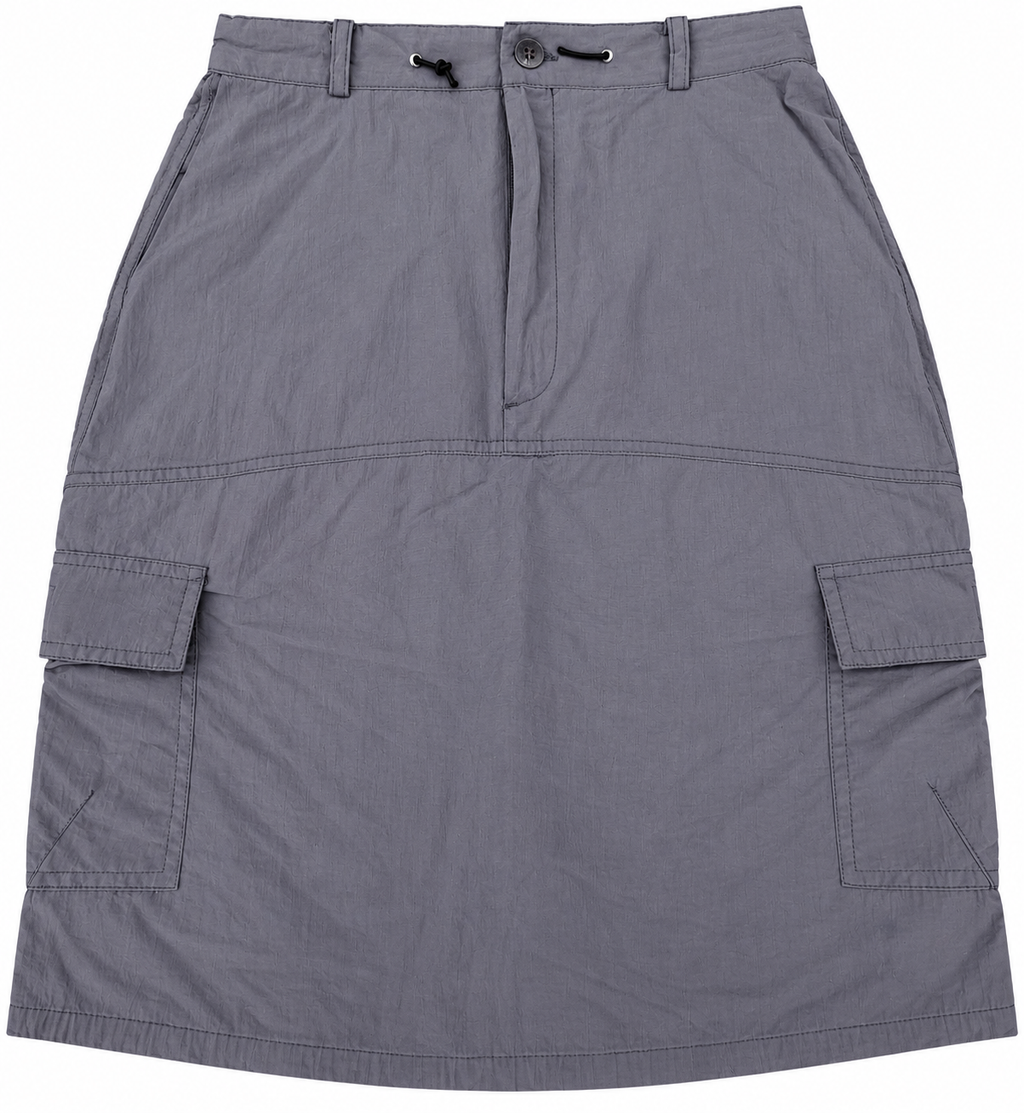 Vintage Y2K Clockhouse C&A Cargo Skirt UK 10 Grey Utility Midi Nylon 2000s