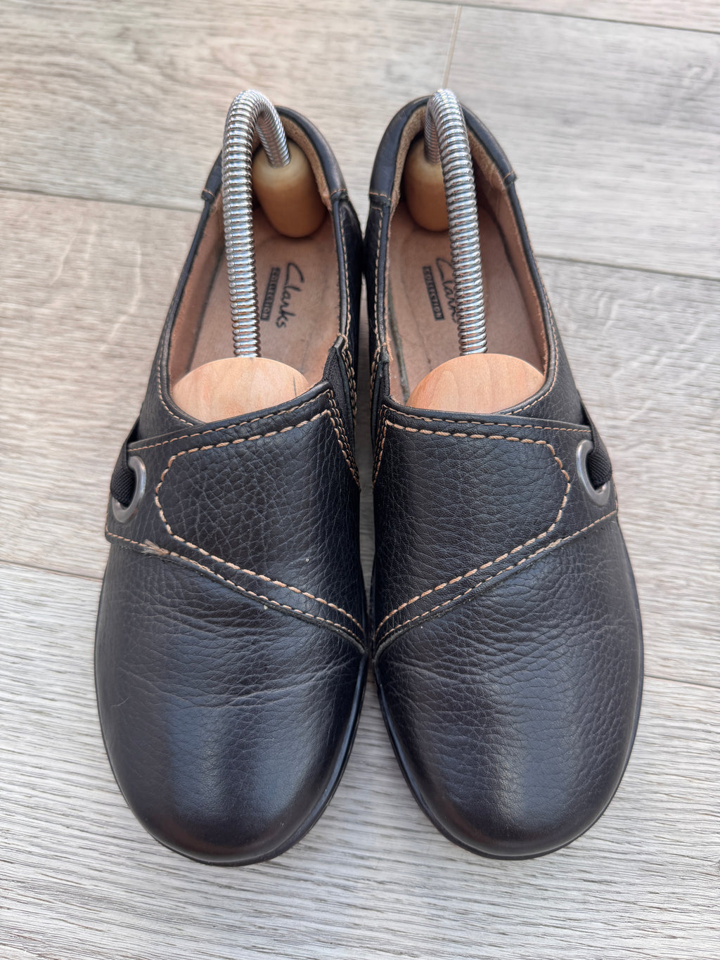 Clarks Collection Womens Black Leather Comfort Shoes UK 5D