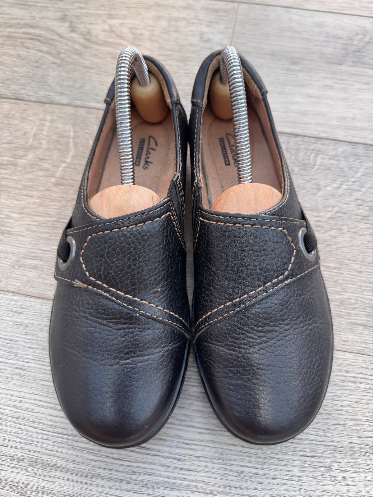 Clarks Collection Womens Black Leather Comfort Shoes UK 5D