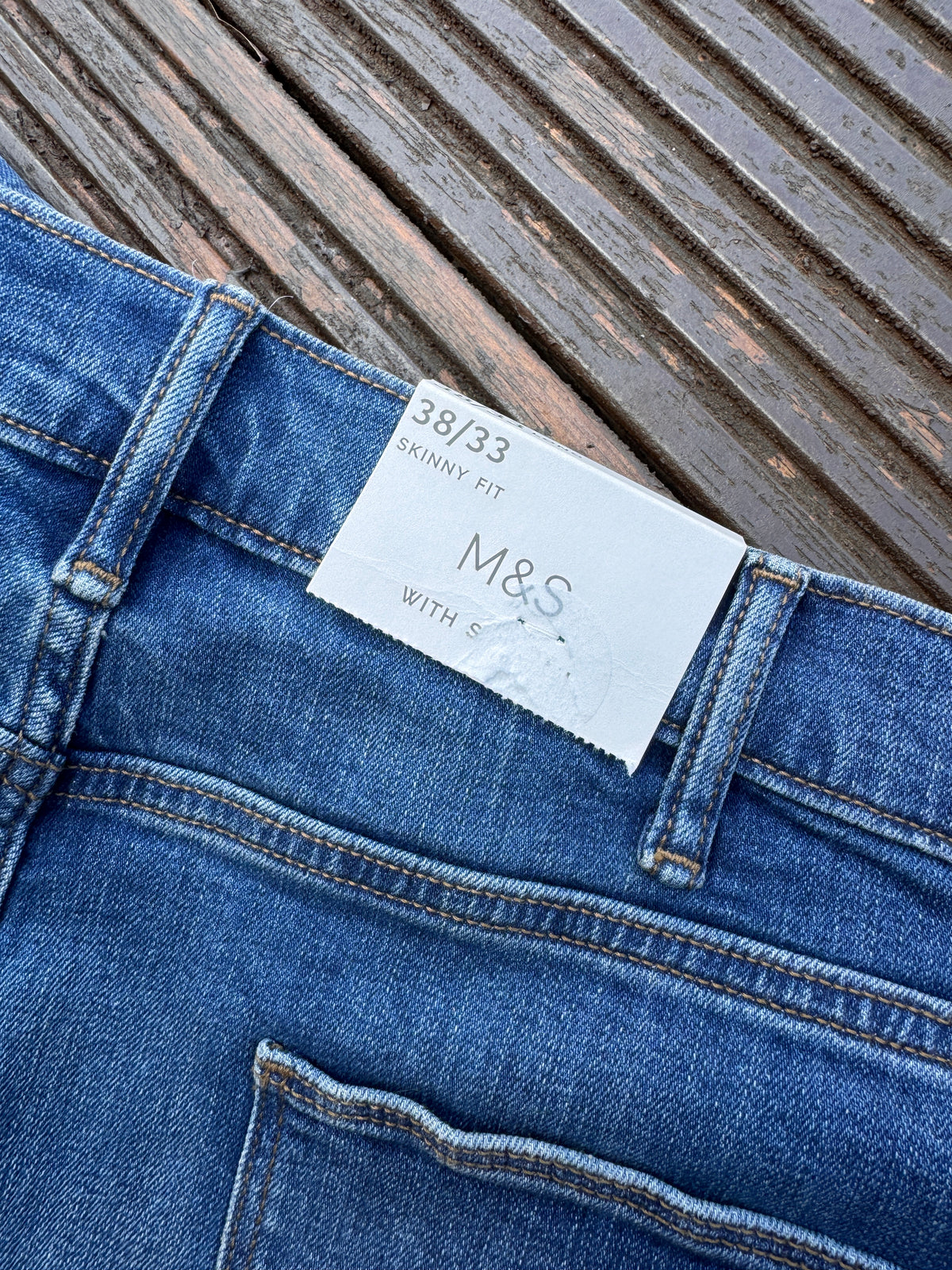 M&S Mens Skinny Fit Jeans W38 L33 Blue Denim Stretch