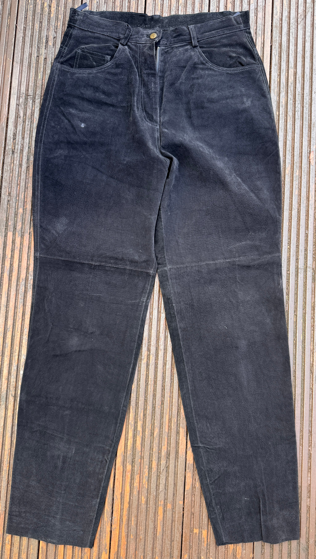 The Hudson Leather Co Black Suede Leather Trousers Size 16 W 32 L 32