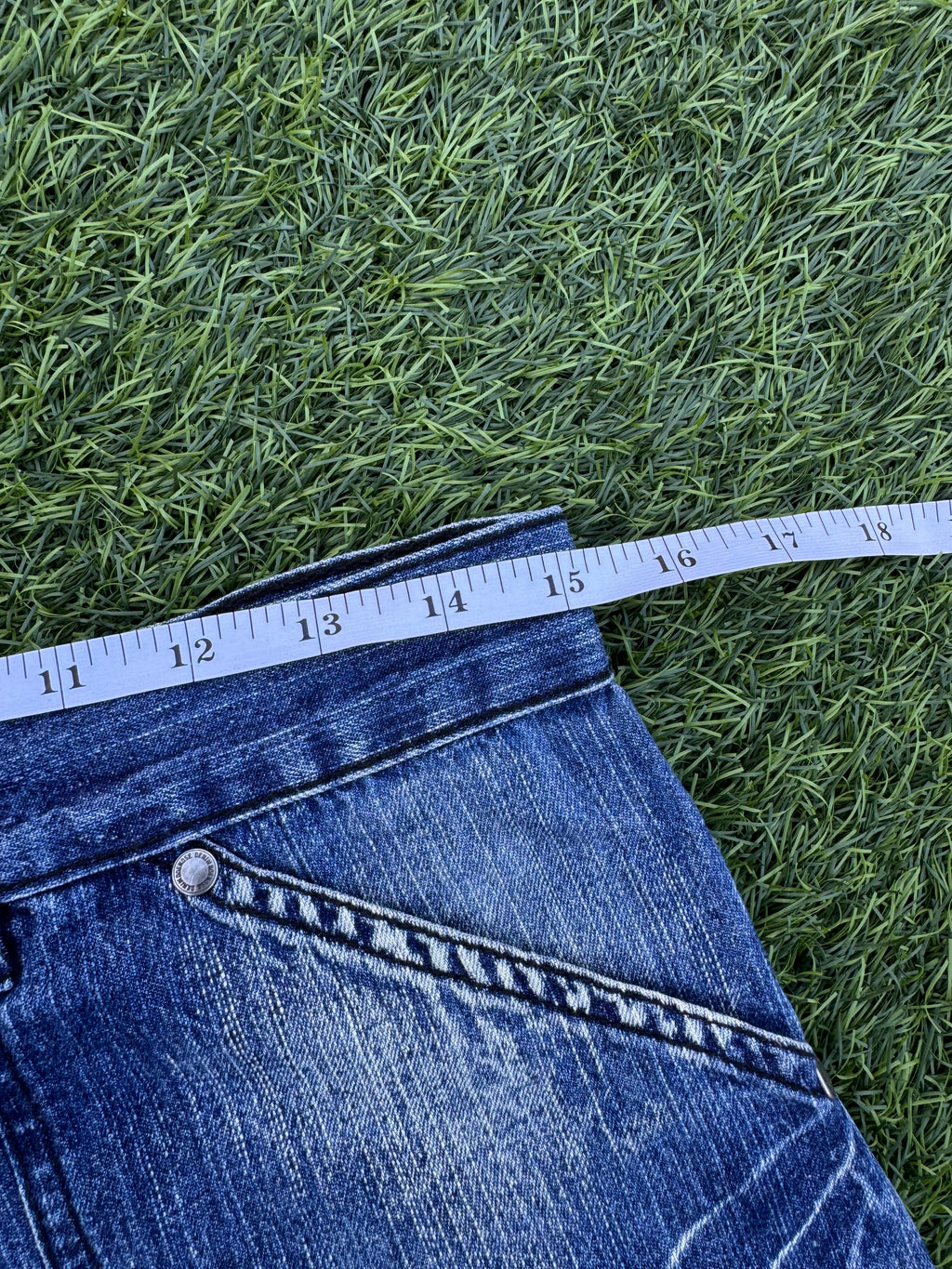 Dog Nose Mens Denim Cargo Shorts W30 Blue Baggy Y2K Skater Long Jorts