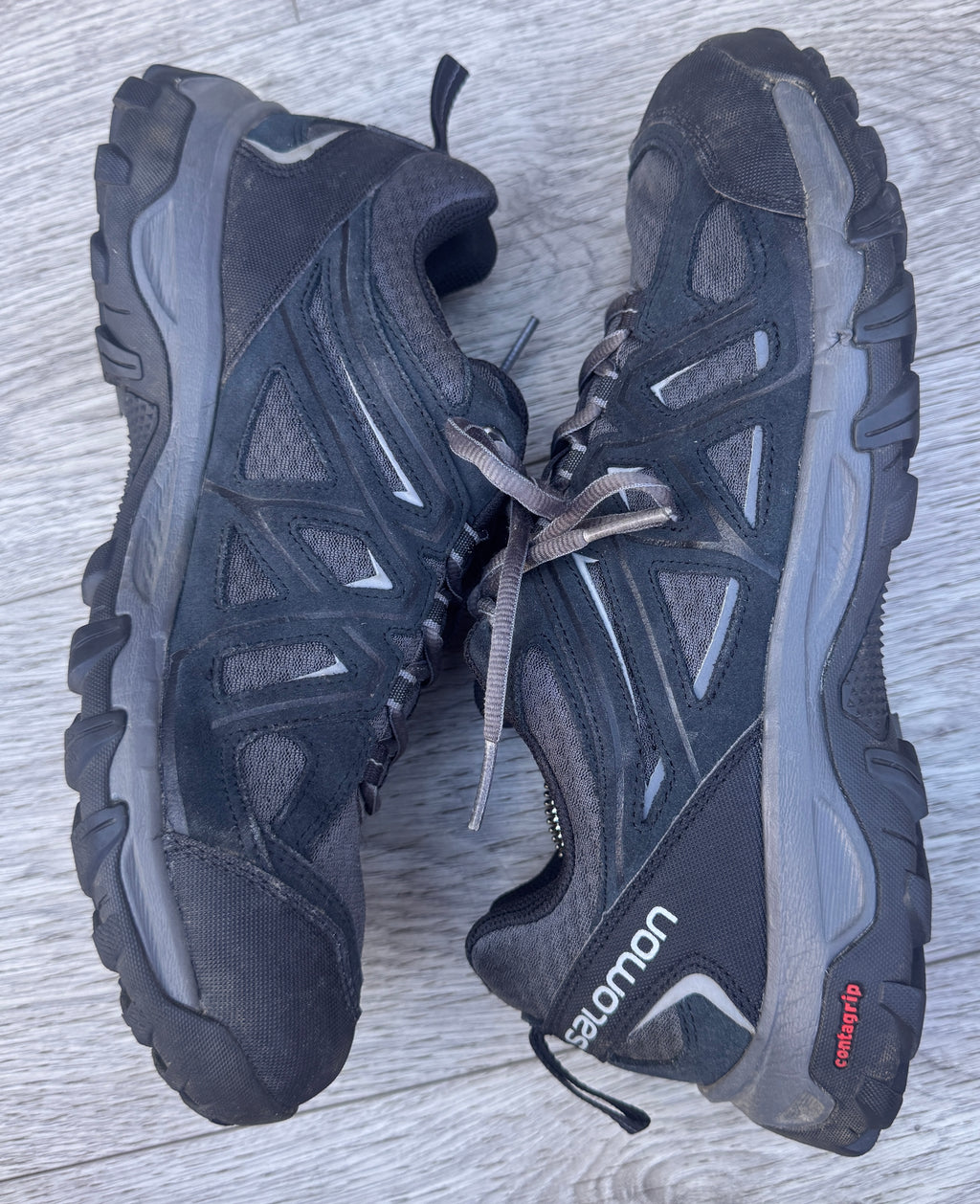 Salomon Mens Walking Hiking Trail Shoes Trainers Black Grey Contagrip UK 10