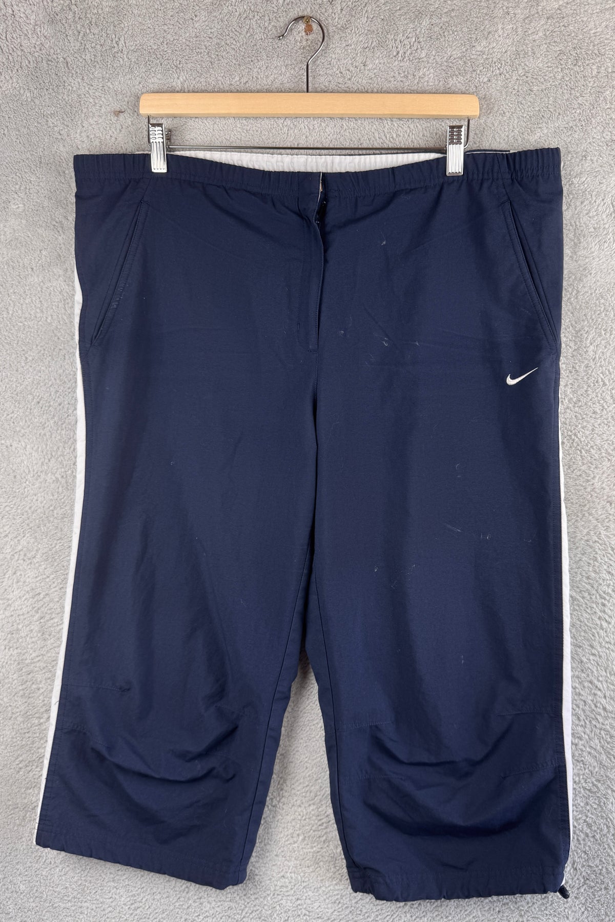 Nike Air Mens XL Navy 3/4 Track Pants Cropped Trousers Y2K Retro Swoosh