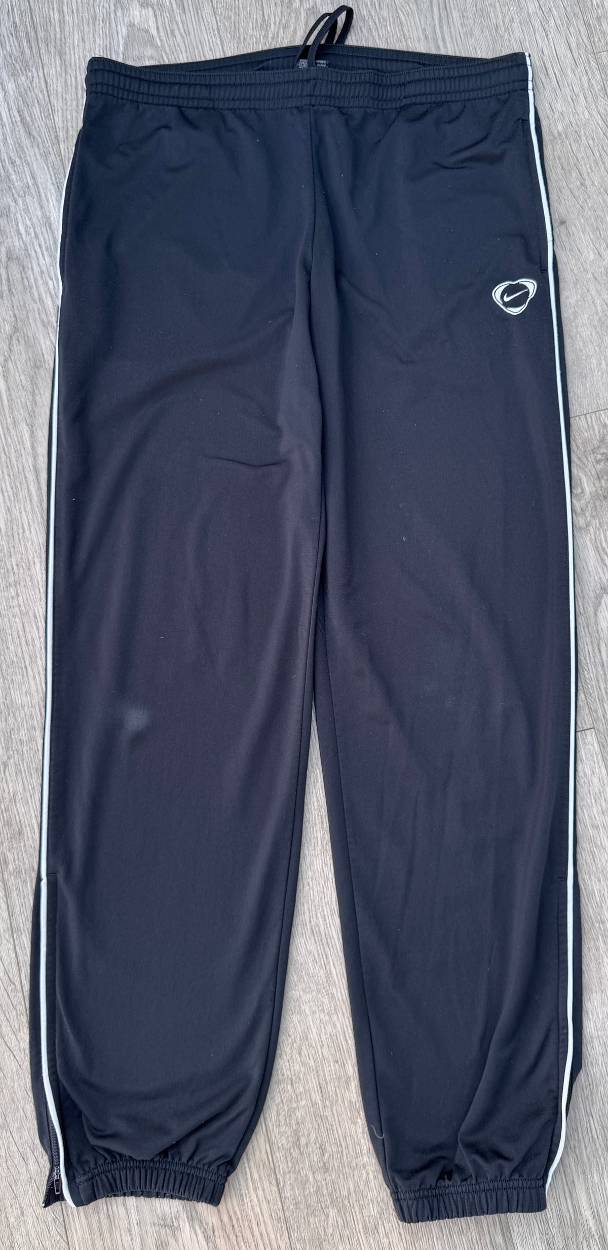 Vintage Nike Track Pants Mens Medium Black White Swoosh Joggers 90s Y2K