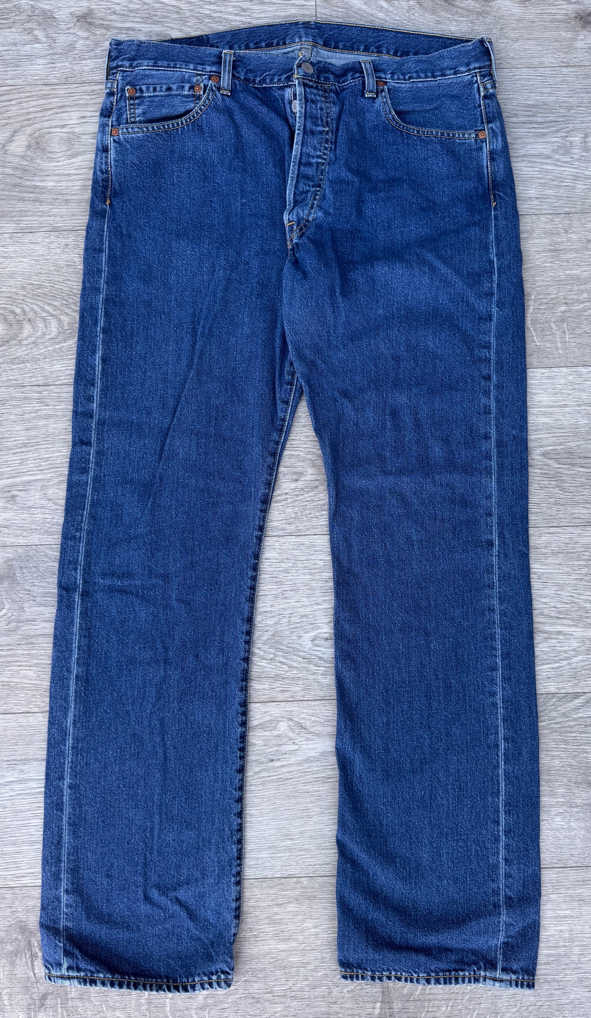 Levi's 501 Mens Jeans W36 L32 Blue Denim Straight Leg Button Fly