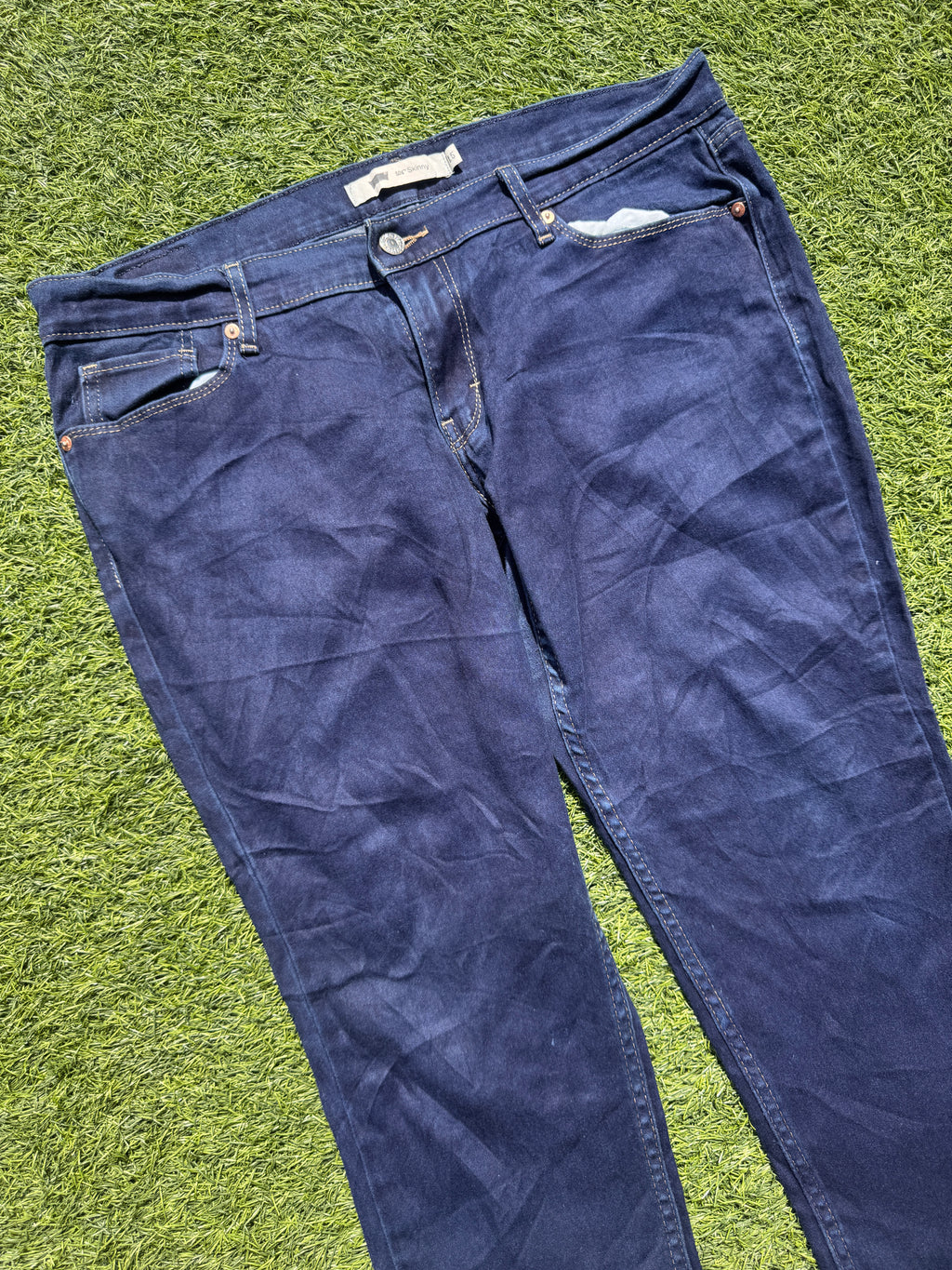 Levis 524 Womens Skinny Jeans Size W 36 L 27 Dark Blue Stretch Denim Low Rise