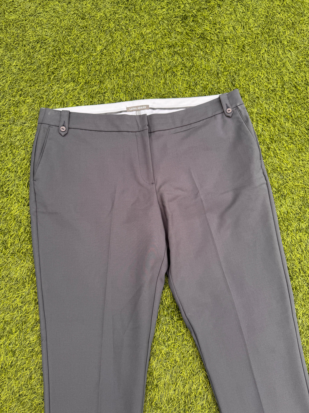 Laura Ashley Womens Trousers UK 18 Grey Tailored Straight Leg