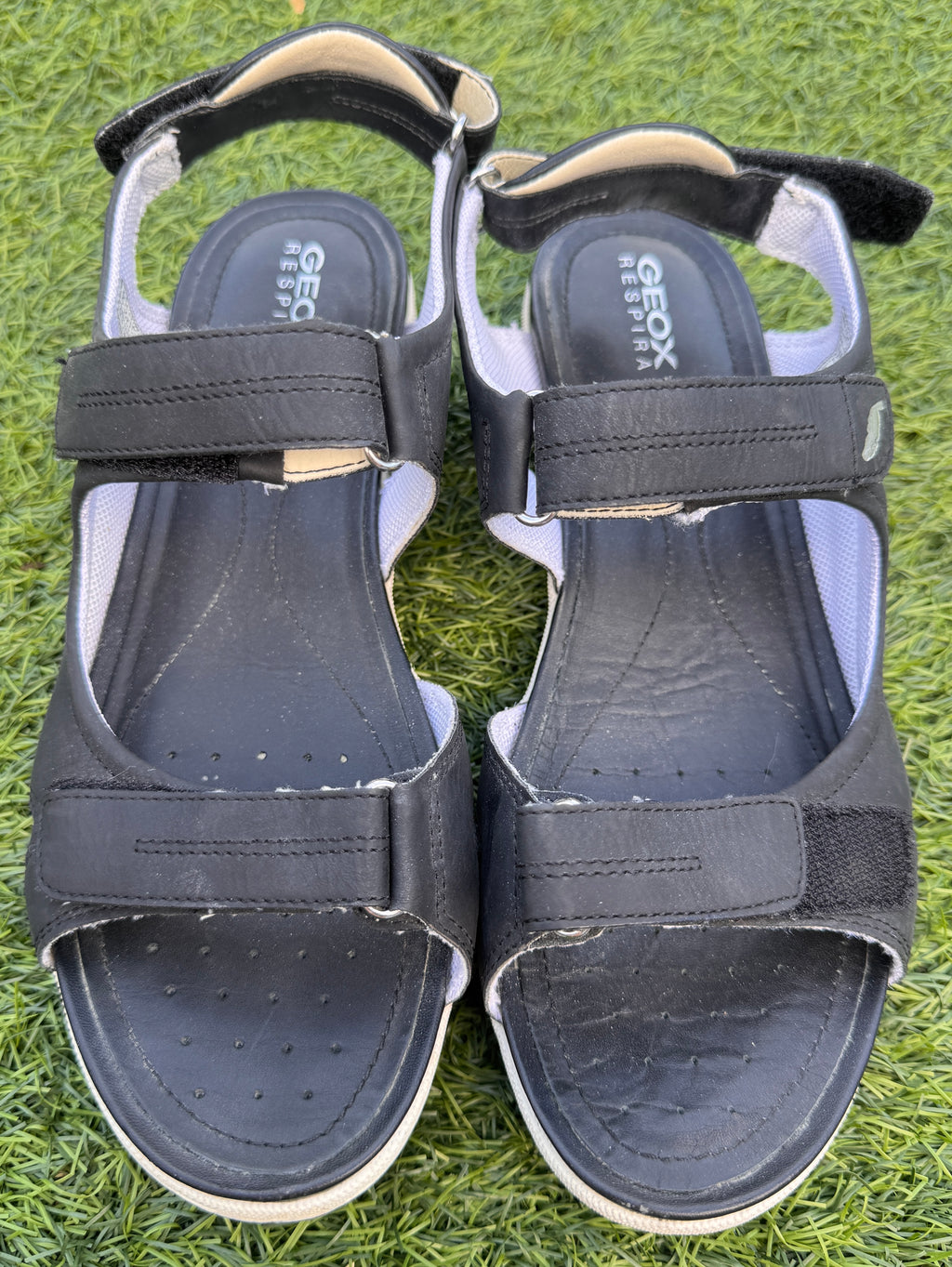 Geox Respira Womens Black Leather Walking Sandals UK 5