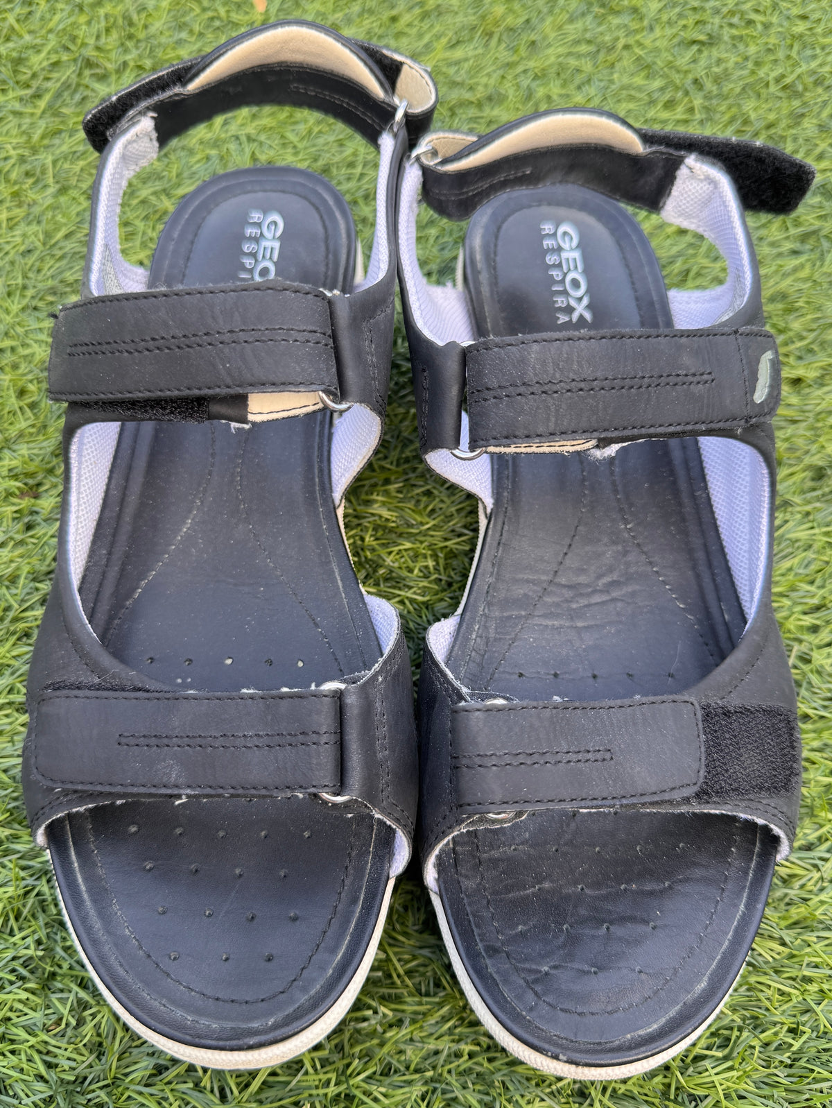 Geox Respira Womens Black Leather Walking Sandals UK 5