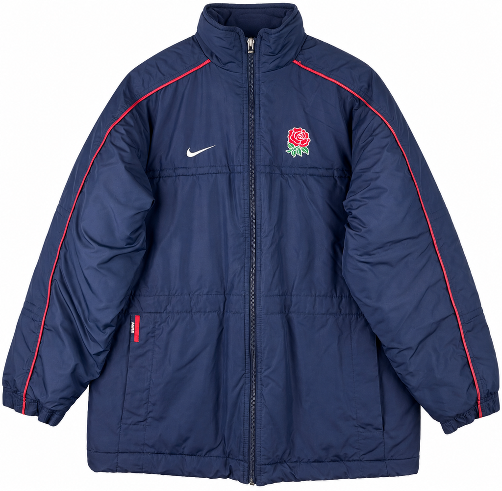 Vintage Nike Team England Rugby Union Jacket Mens Small Navy Padded Coat RFU