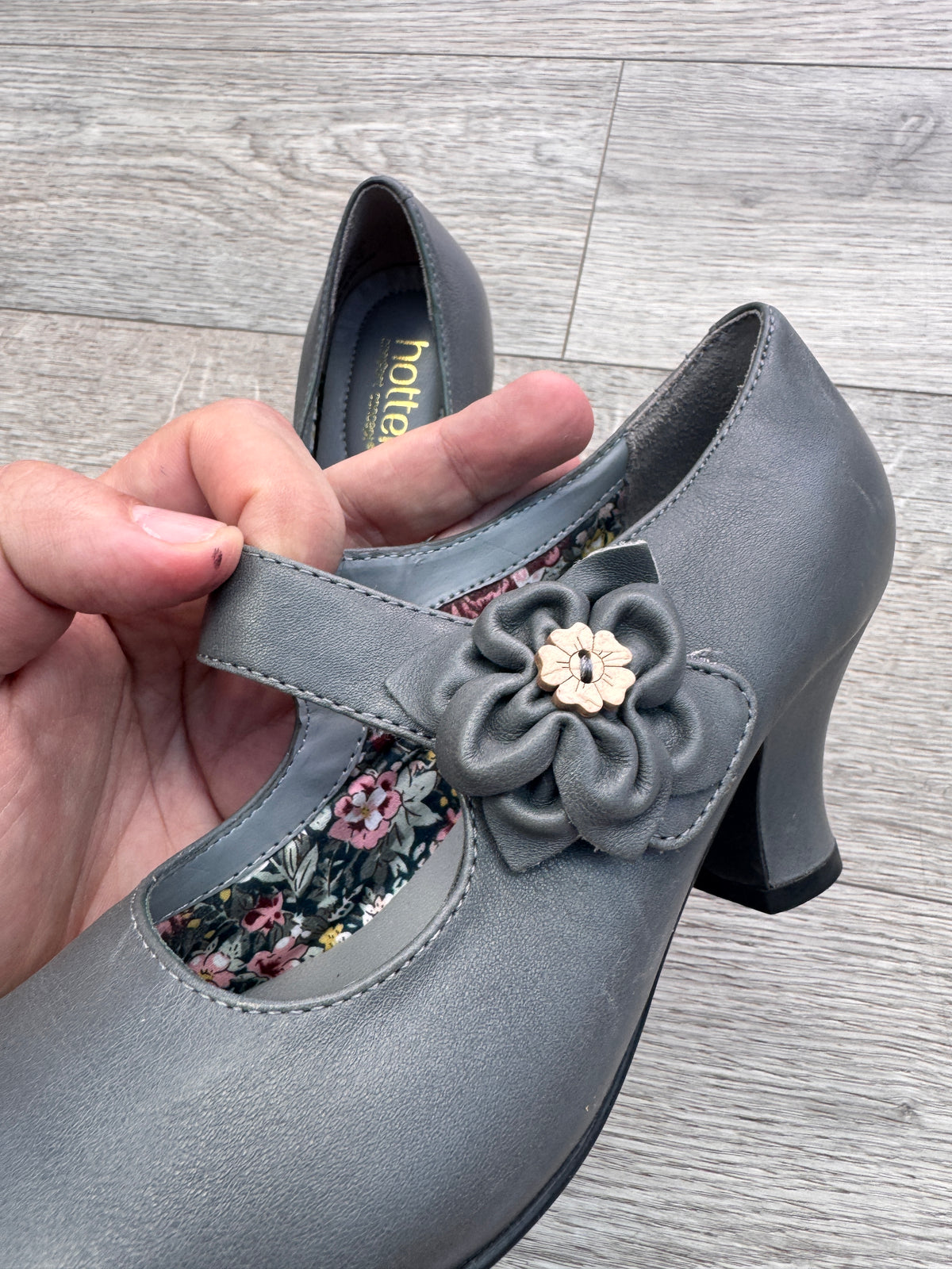 Hotter Comfort Concept Womens Grey Mary Jane Court Shoes UK 3