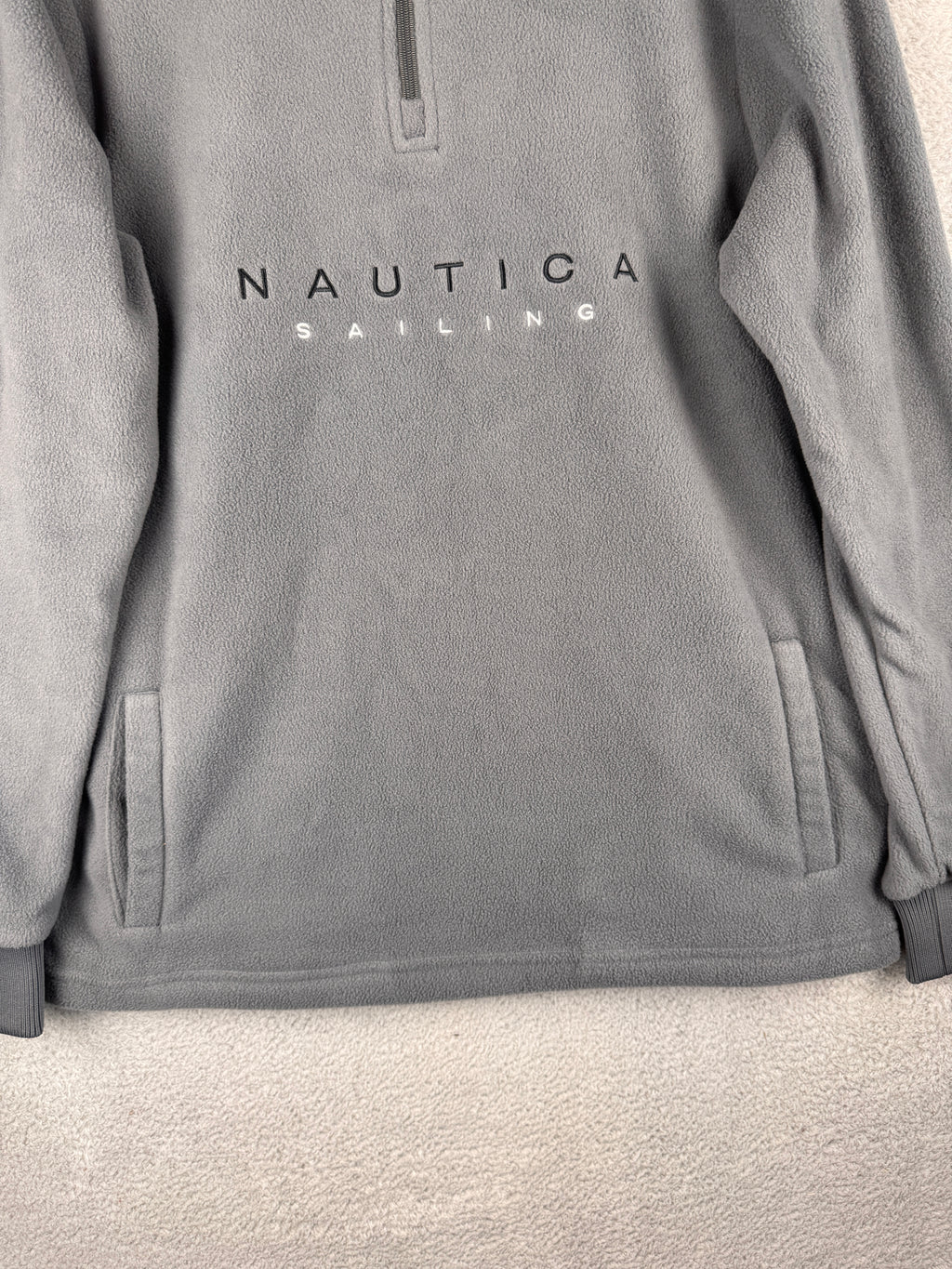 Nautica Sailing Mens Medium Grey Quarter Zip Fleece Jumper Pullover