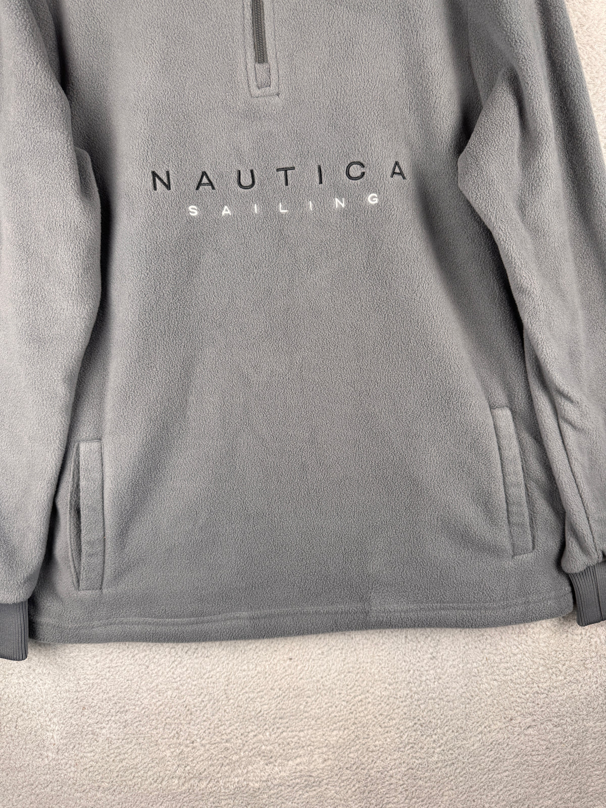 Nautica Sailing Mens Medium Grey Quarter Zip Fleece Jumper Pullover