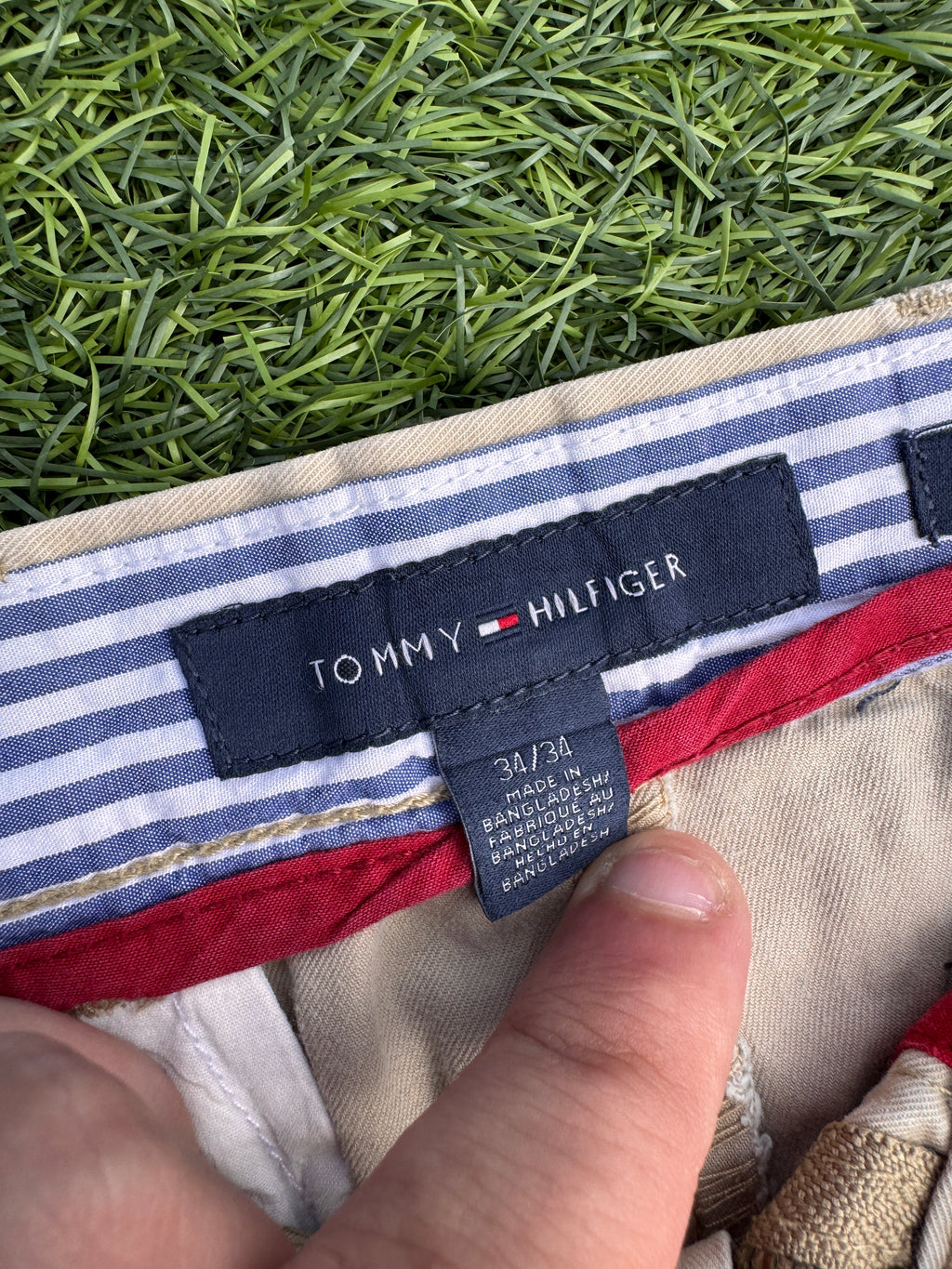 Tommy Hilfiger Mens Chino Trousers W34 L34 Beige Stone Slim Fit