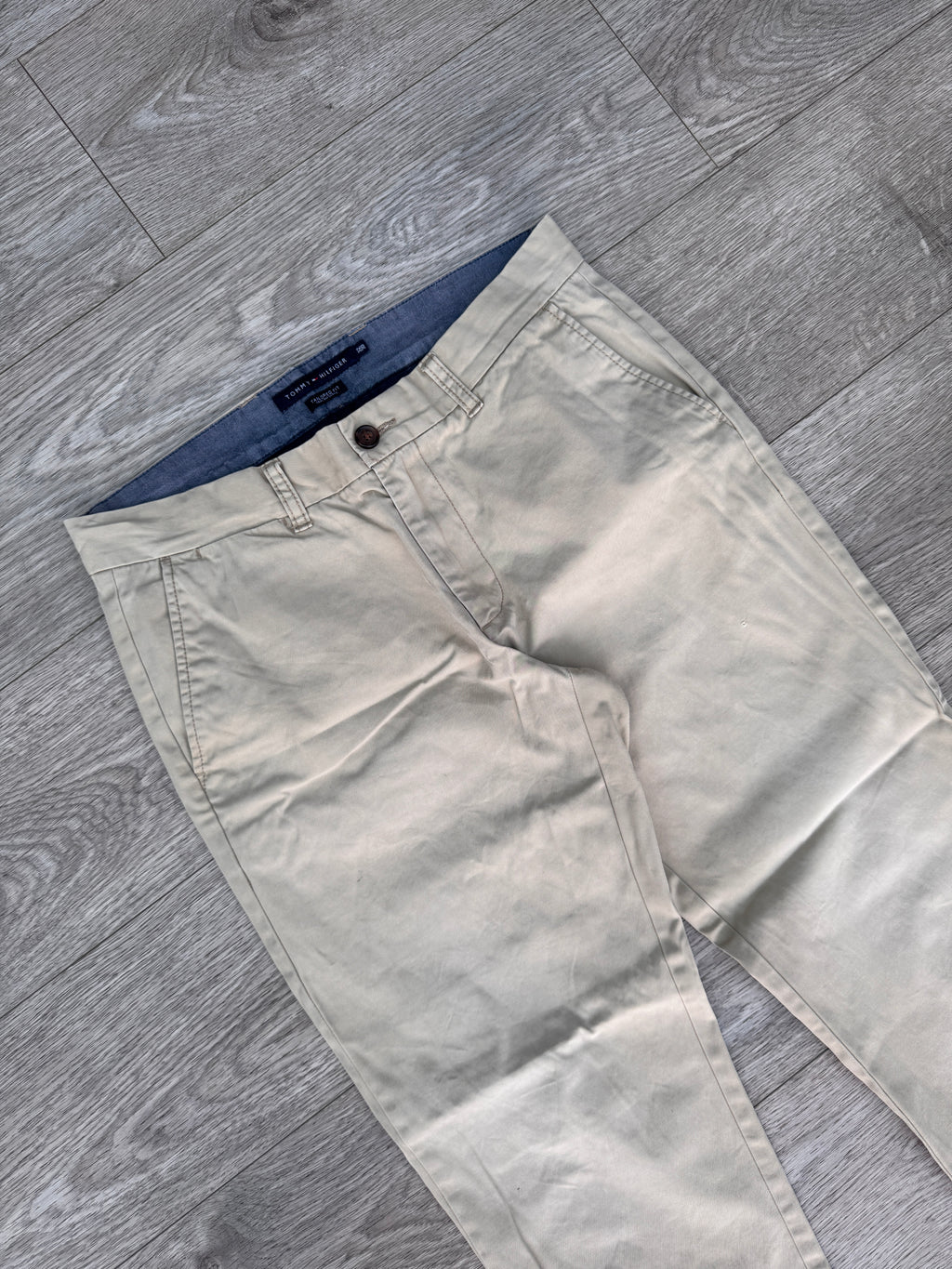 Tommy Hilfiger Mens Chino Trousers W32 L30 Beige Tailored Fit