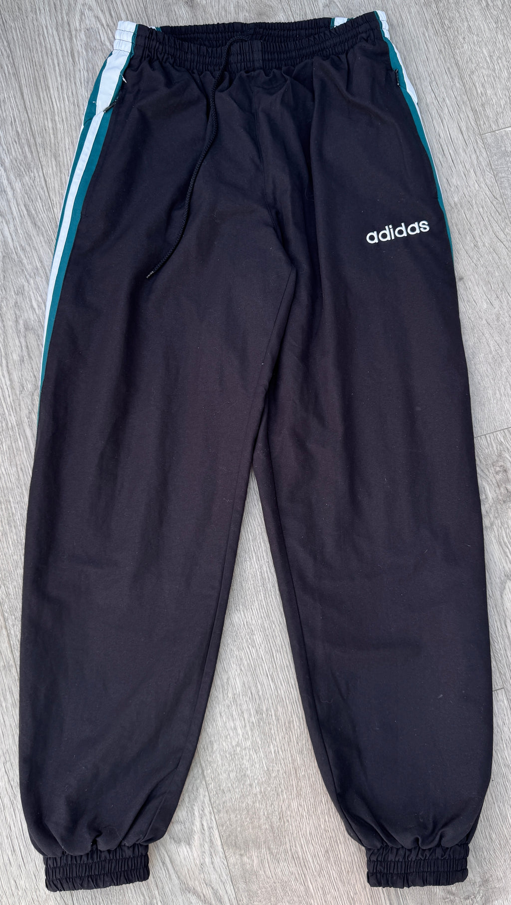 Vintage Adidas 80s 90s Track Pants Black Joggers Retro Spellout Size Medium