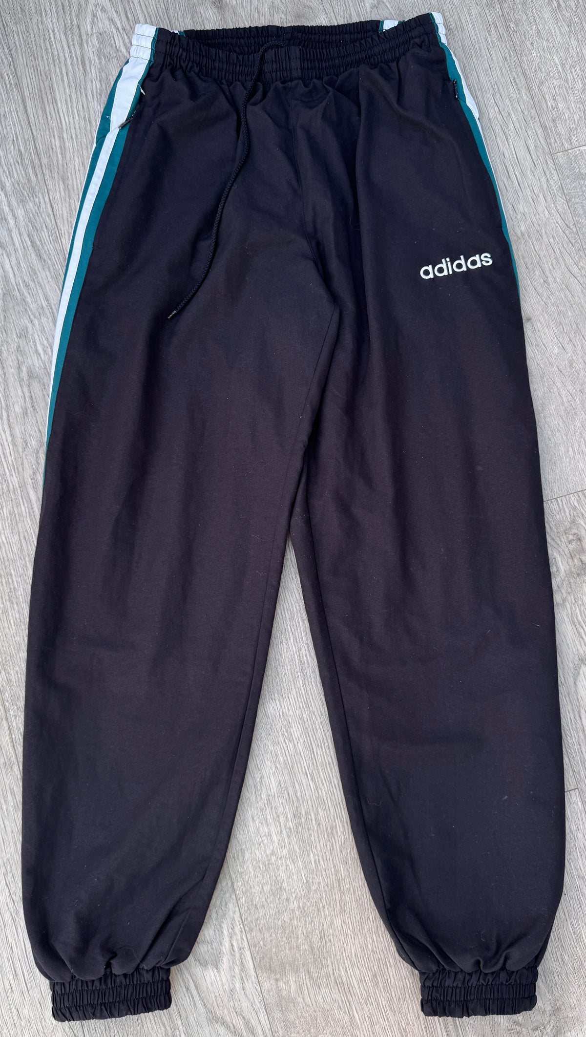 Vintage Adidas 80s 90s Track Pants Black Joggers Retro Spellout Size Medium